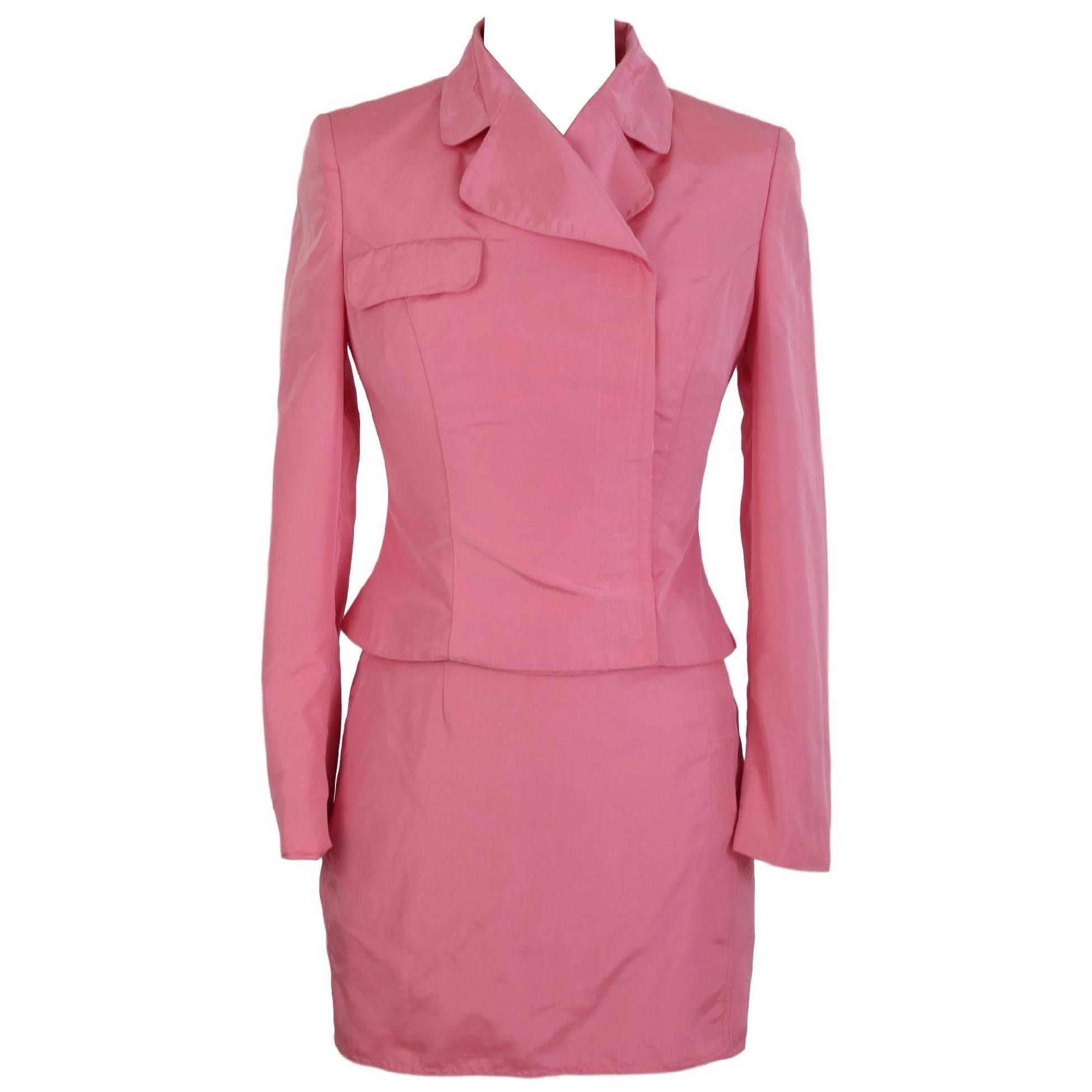 Versace Jeans Couture Pink Vintage Viscose Suit Skirt 