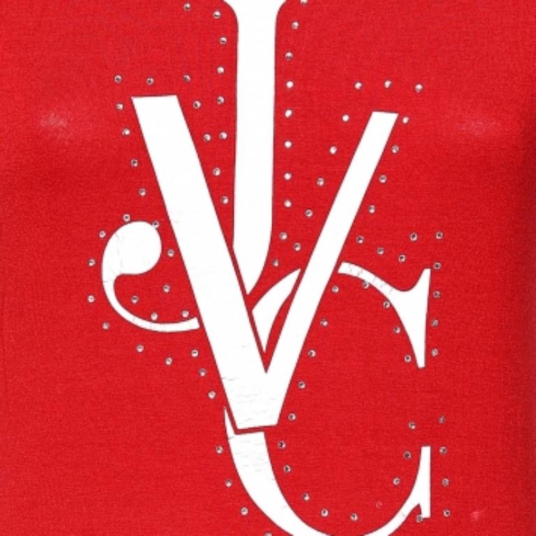 Versace Jeans Couture Camiseta roja de punto de algodón con logotipo XL Rojo en venta