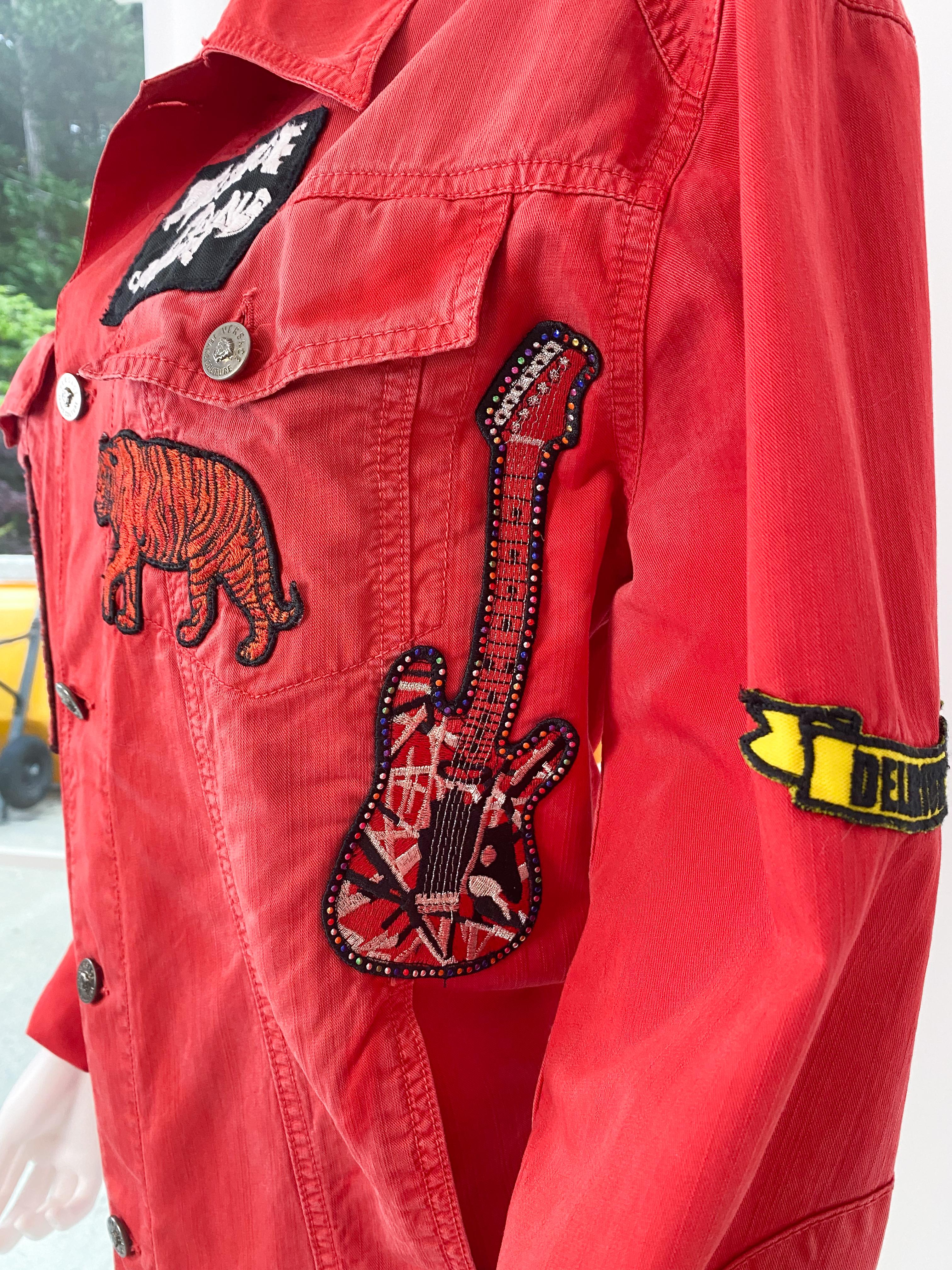 Versace Jeans Couture Red Delirium Jacket with Graffiti, Embroidery Size Men XL For Sale 6