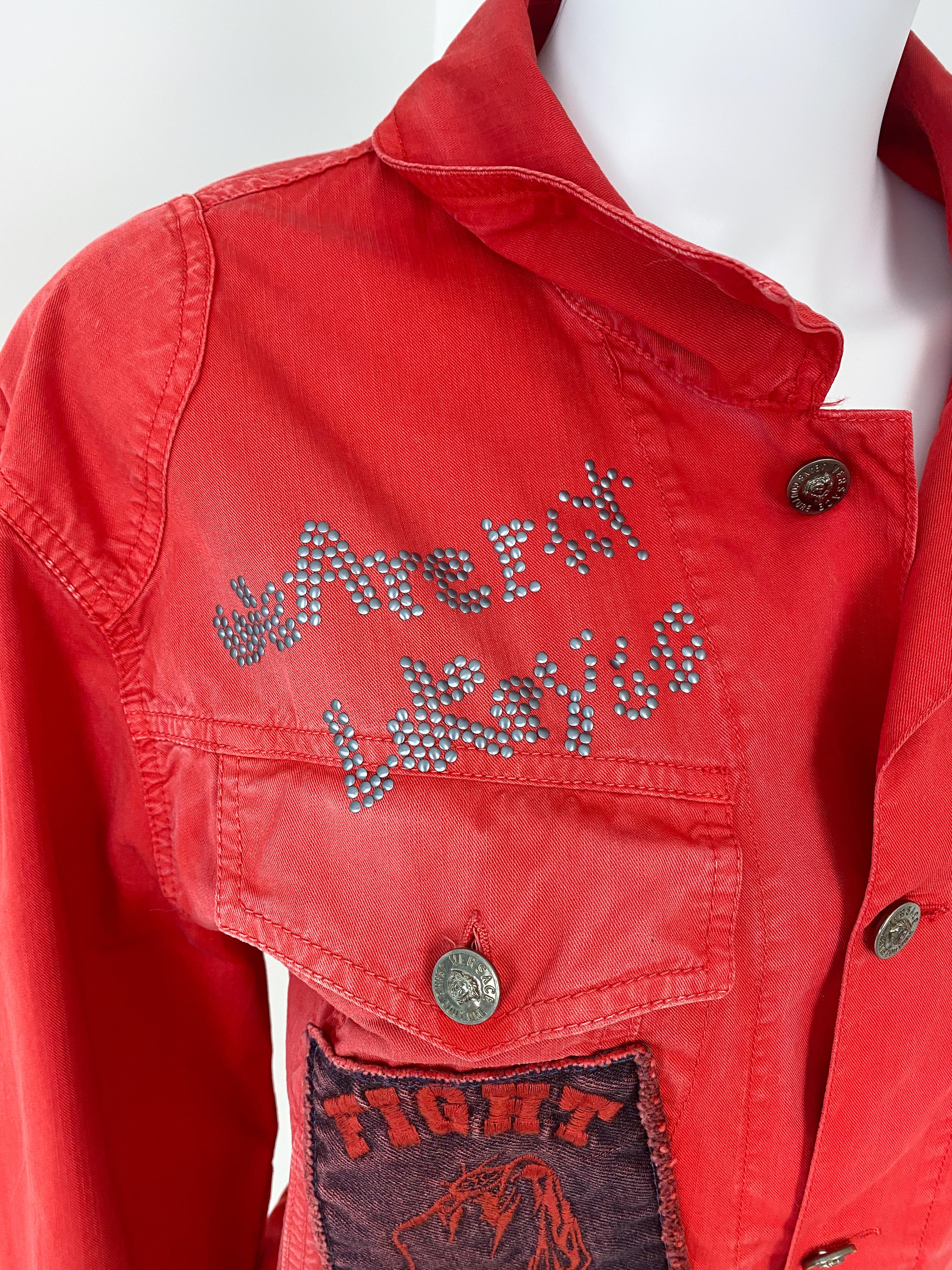 Versace Jeans Couture Red Delirium Jacket with Graffiti, Embroidery Size Men XL For Sale 8