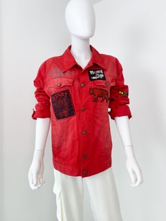 Versace Jeans Couture veste Delirium rouge avec graffiti et broderie pour hommes XL