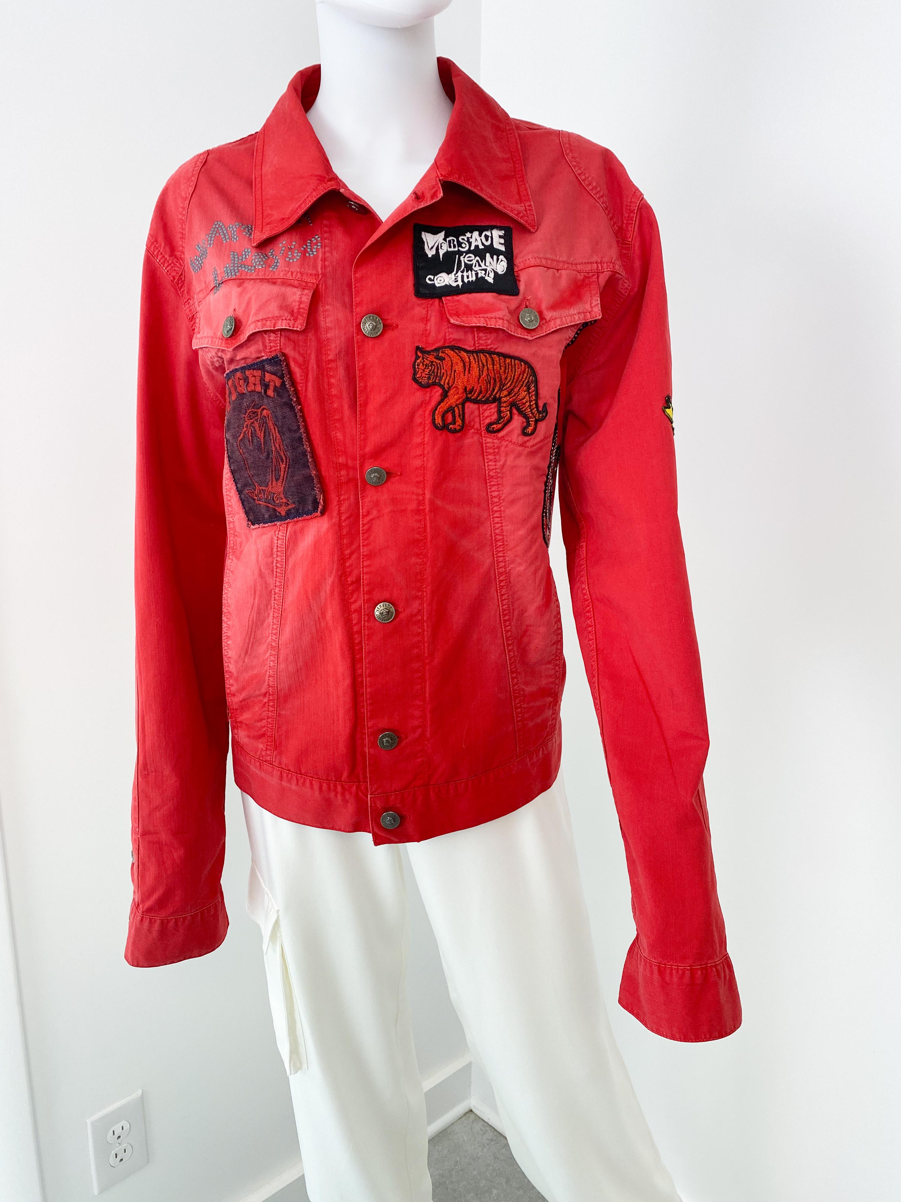 Versace Jeans Couture Red Delirium Jacket with Graffiti, Embroidery Size Men XL For Sale 1