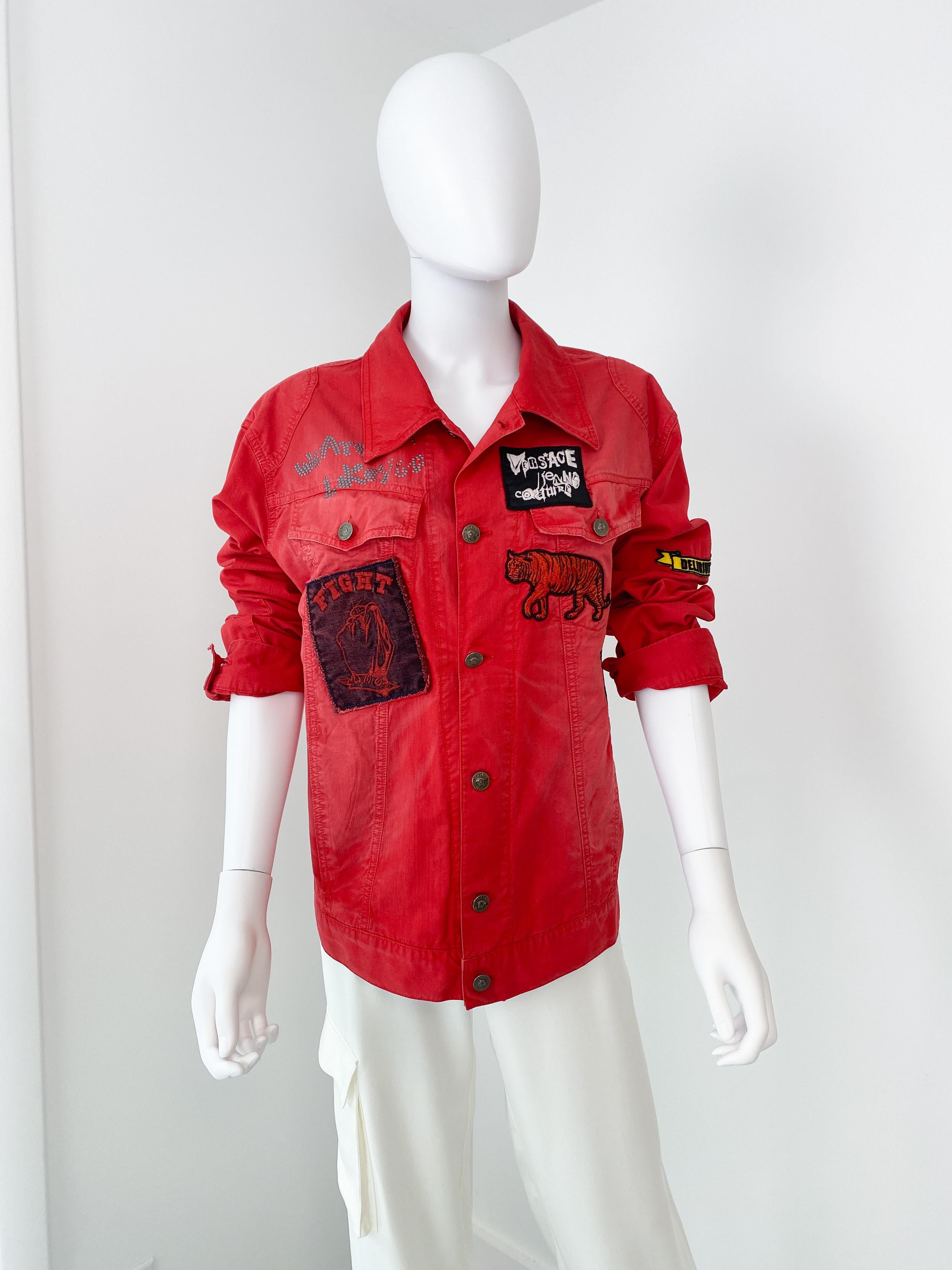 Versace Jeans Couture Red Delirium Jacket with Graffiti, Embroidery Size Men XL For Sale 2
