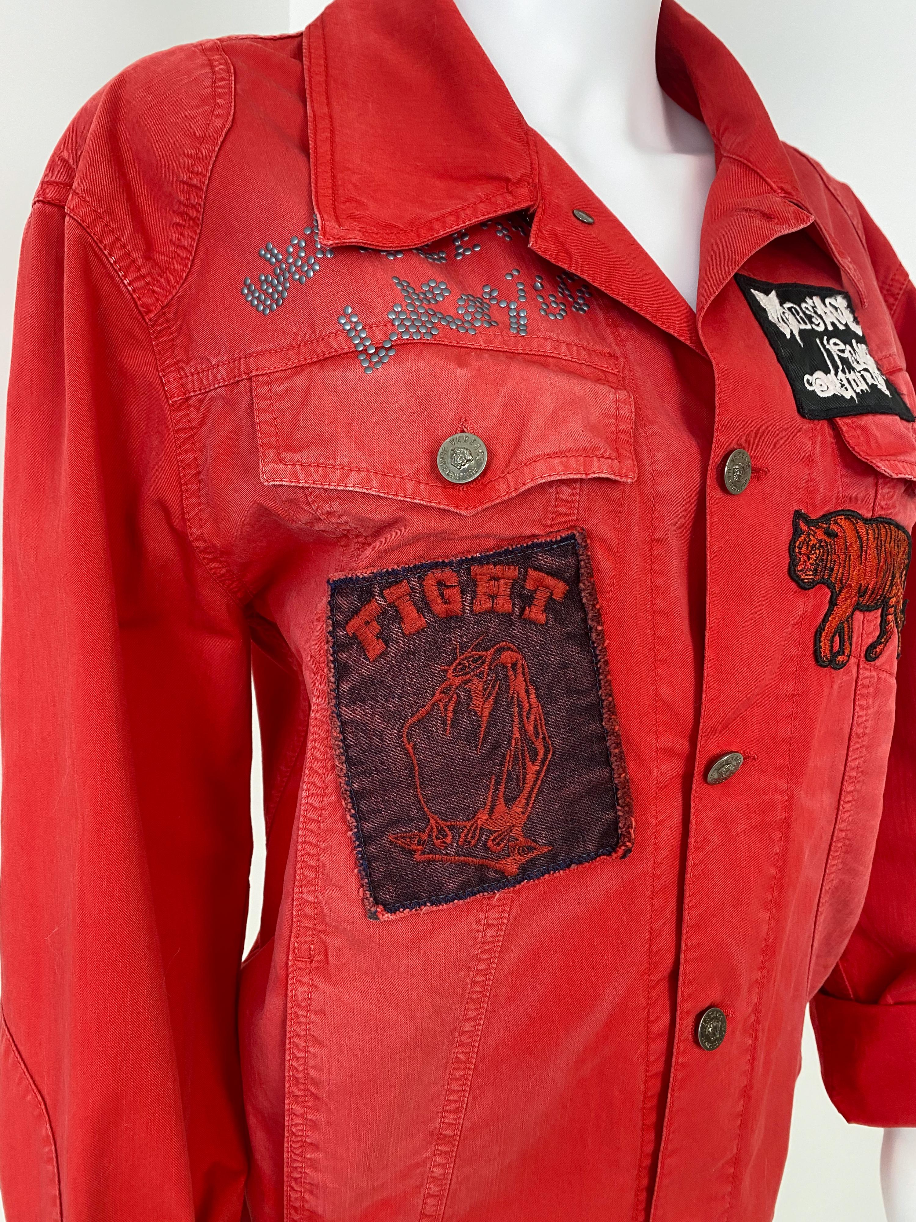 Versace Jeans Couture Red Delirium Jacket with Graffiti, Embroidery Size Men XL For Sale 3