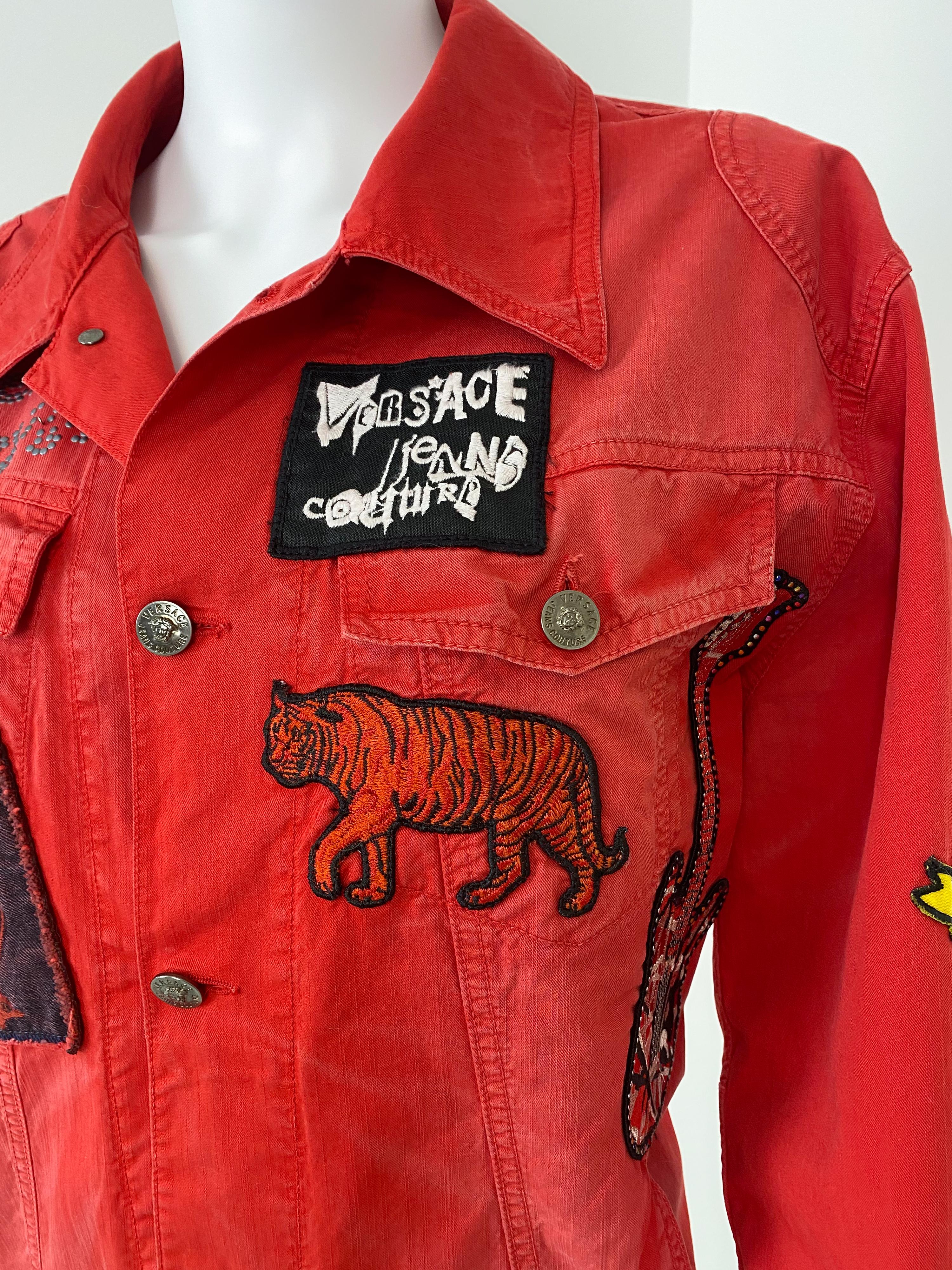 Versace Jeans Couture Red Delirium Jacket with Graffiti, Embroidery Size Men XL For Sale 4