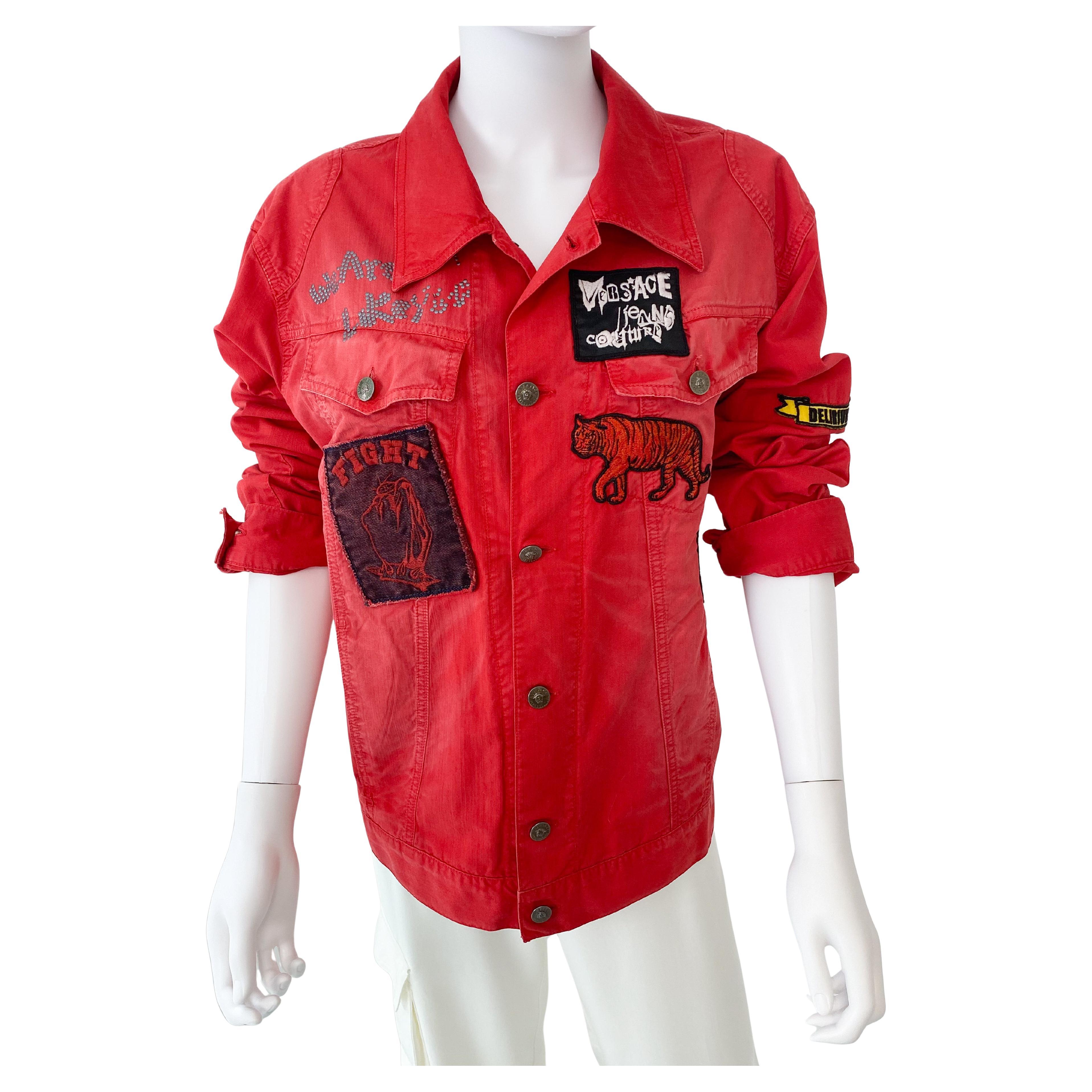Versace Jeans Couture Red Delirium Jacket with Graffiti, Embroidery Size Men XL For Sale