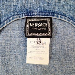 Versace Jeans Couture denim overalls with a vintage 1990s mini skirt