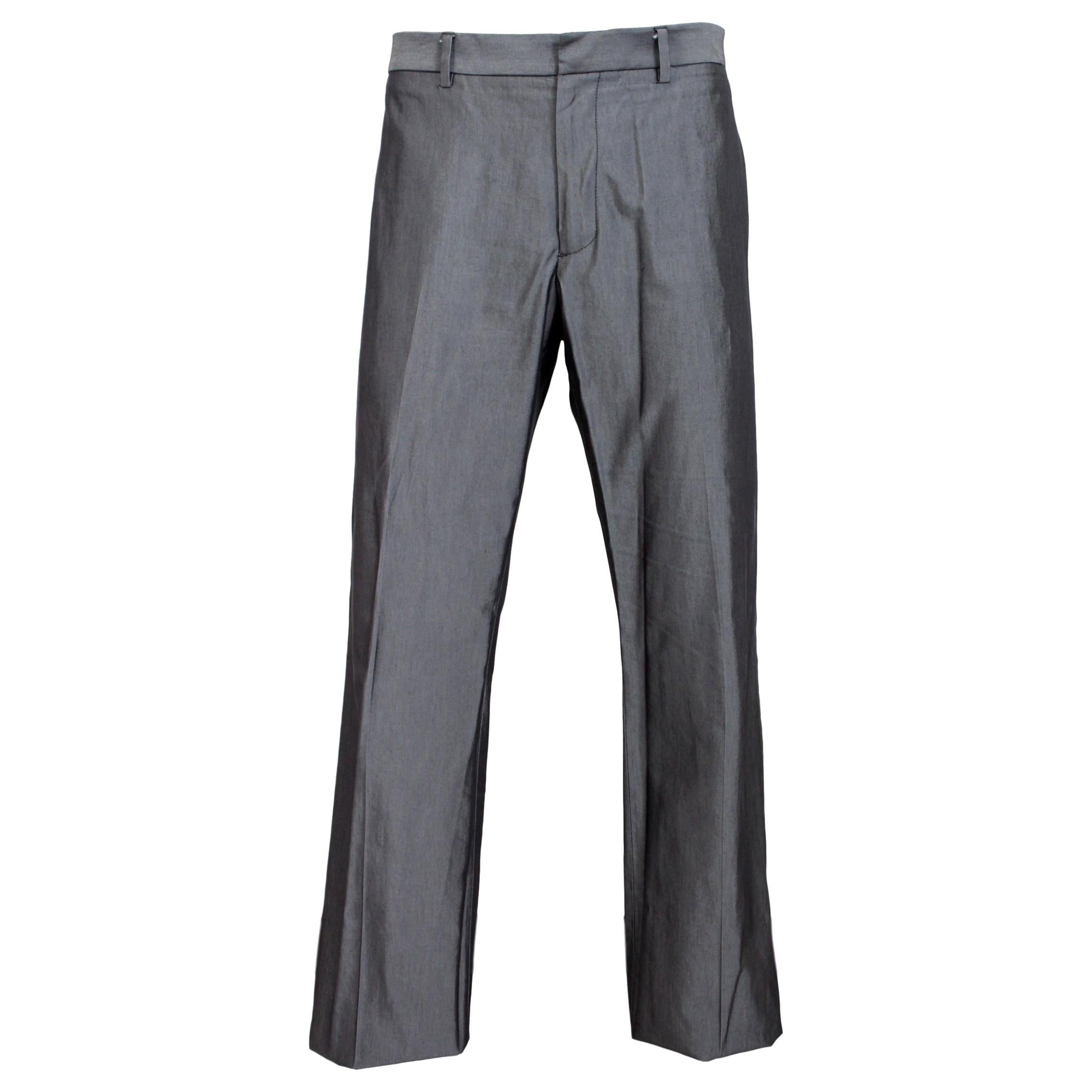 Versace Jeans Couture Shiny Gray Cotton Classic Evening Straight Trousers
