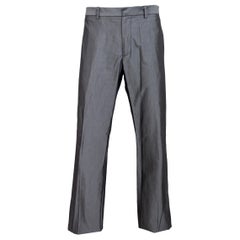 Retro Versace Jeans Couture Shiny Gray Cotton Classic Evening Straight Trousers 