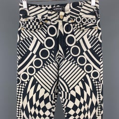 VERSACE JEANS Couture Size 28 Black & White Geometric Print Jeans