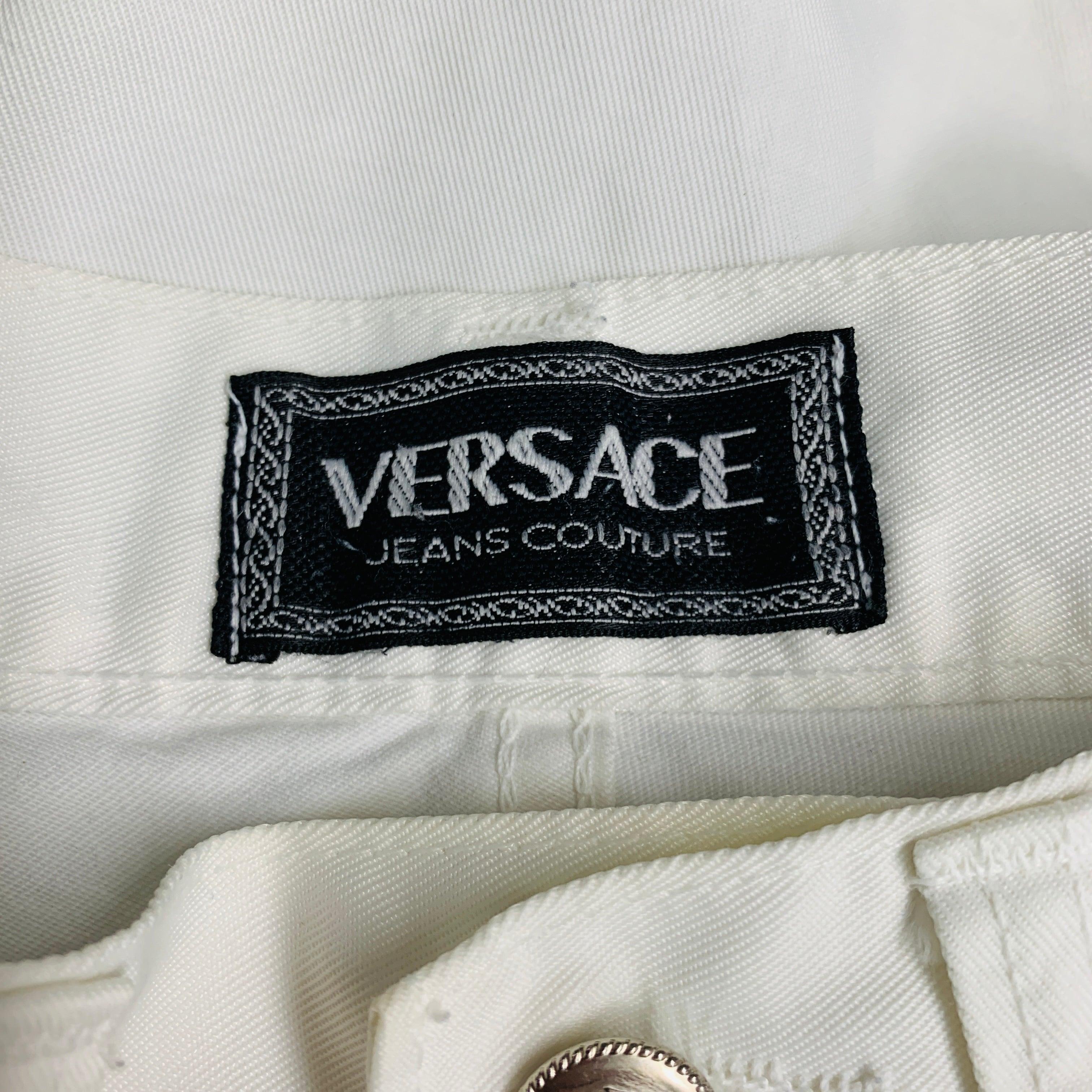 VERSACE JEANS COUTURE Größe 30 Weiße Jeans aus Denim mit 5 Taschen aus Denim im Angebot 7