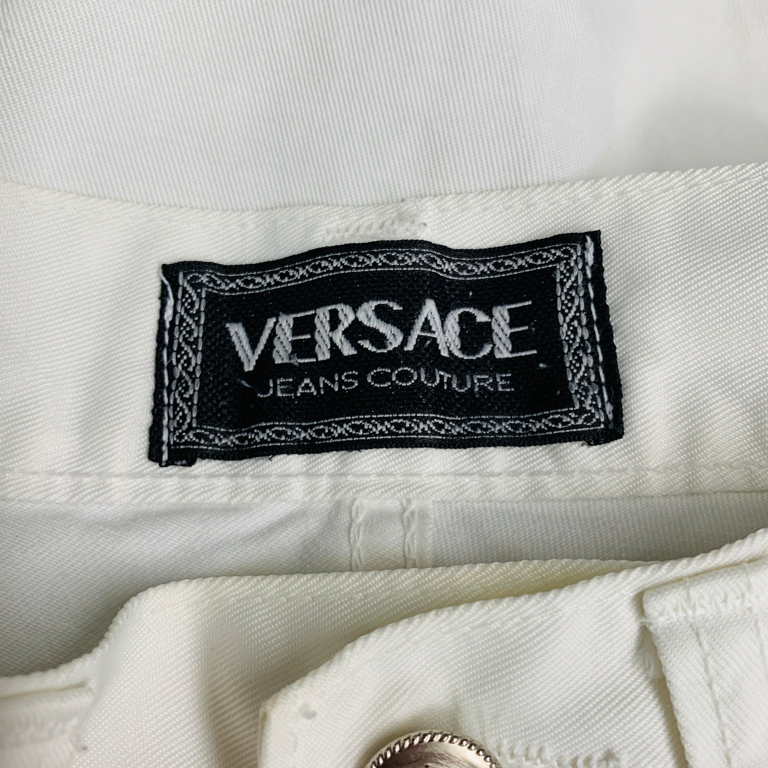 VERSACE JEANS COUTURE Size 30 White Denim 5 Pocket Jeans For Sale 7