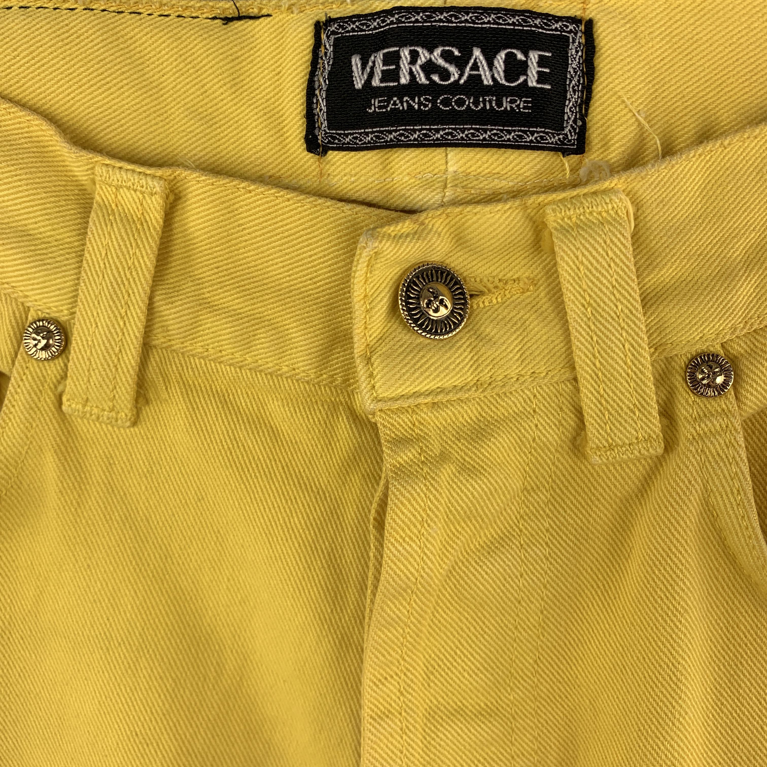 VERSACE JEANS COUTURE Size 30 Yellow Cotton Sun Button Fly Jeans 6