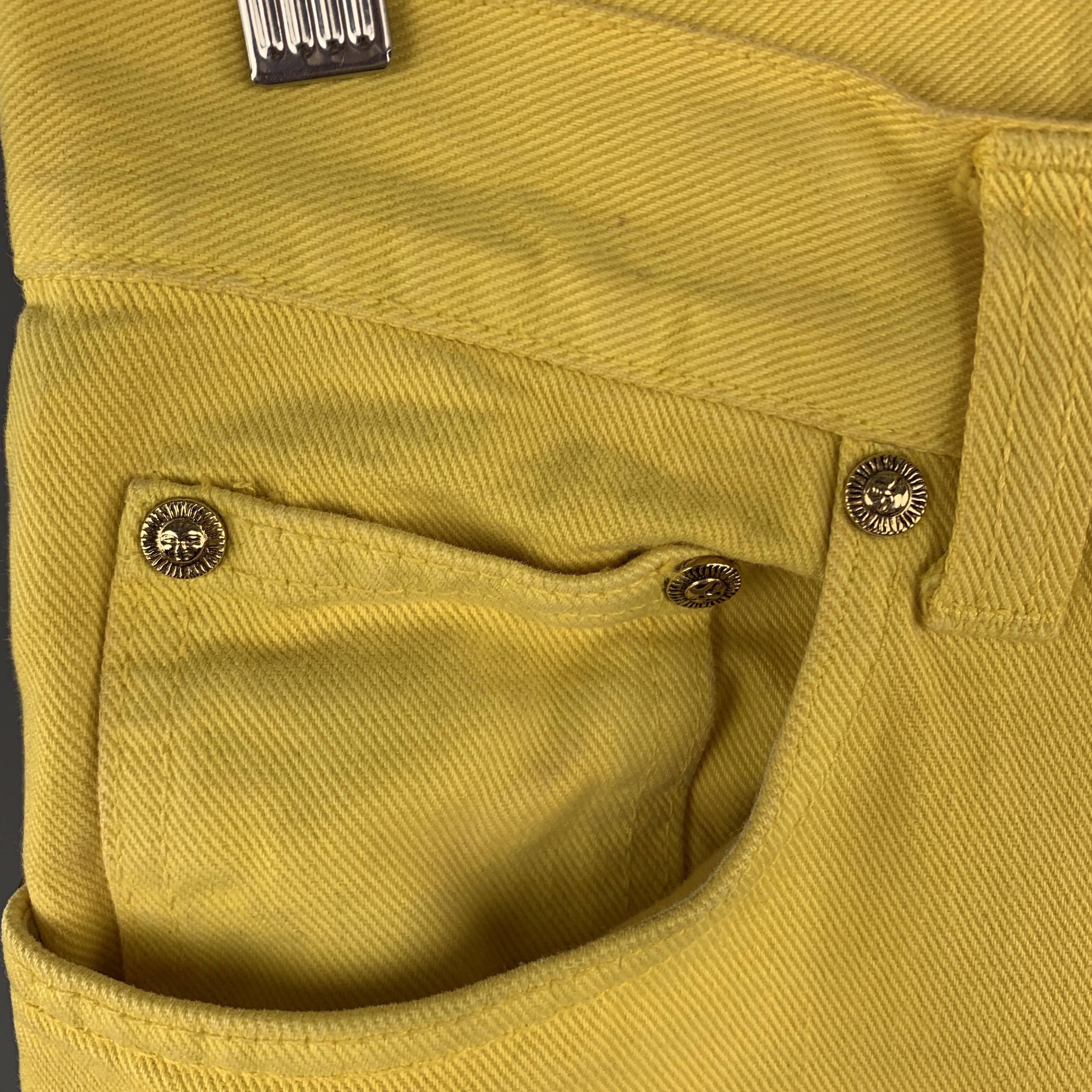 Men's VERSACE JEANS COUTURE Size 30 Yellow Cotton Sun Button Fly Jeans