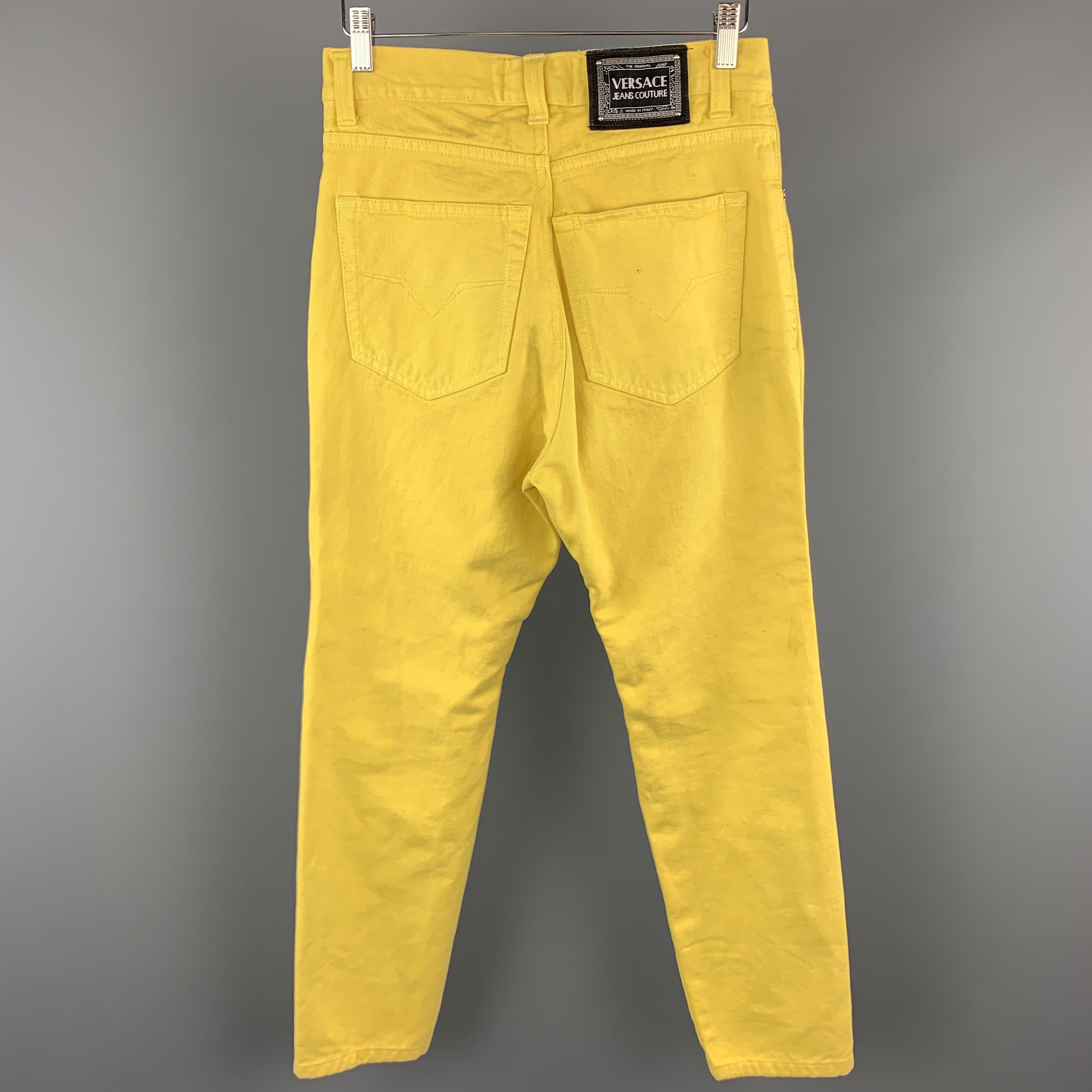 VERSACE JEANS COUTURE Size 30 Yellow Cotton Sun Button Fly Jeans 2