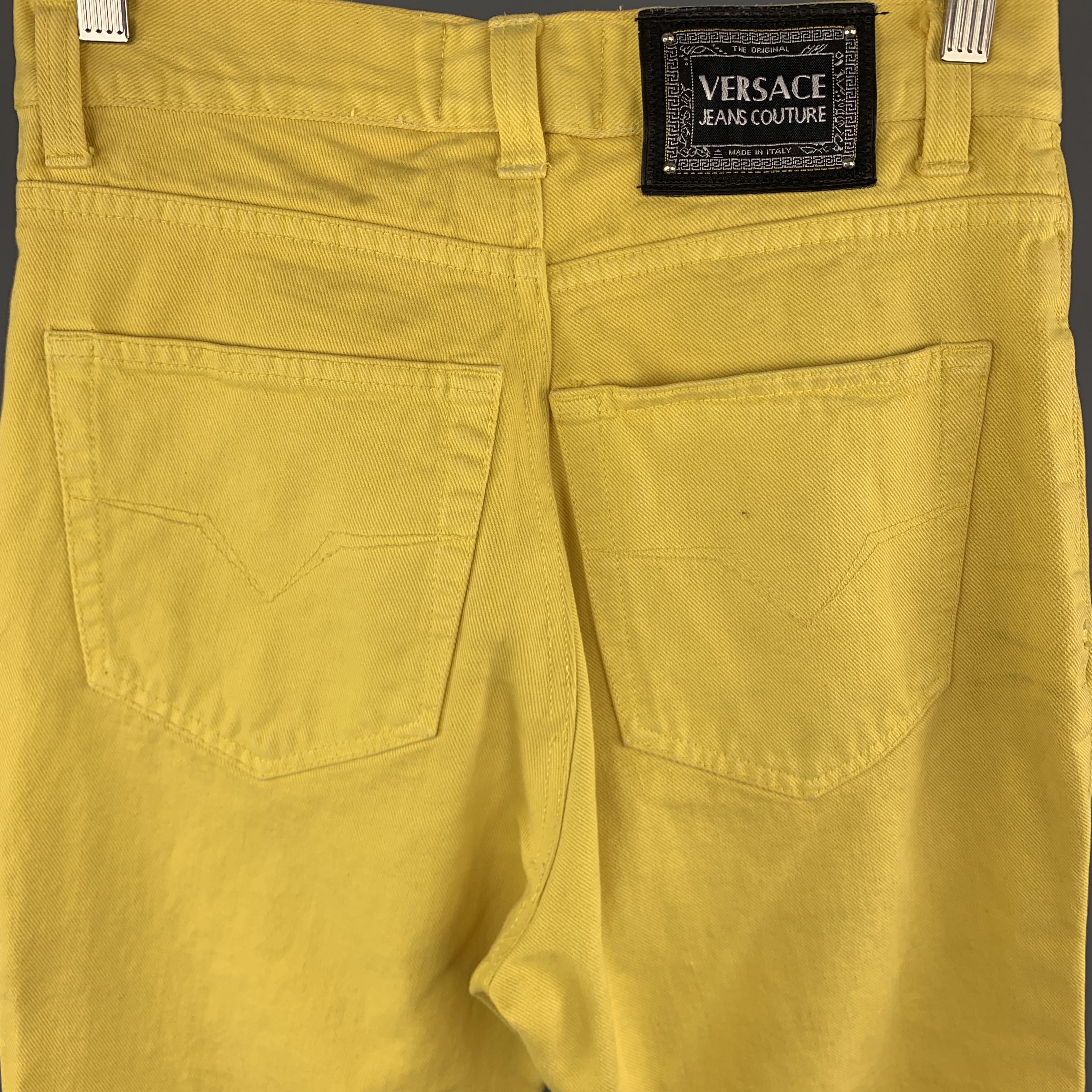 VERSACE JEANS COUTURE Size 30 Yellow Cotton Sun Button Fly Jeans 3