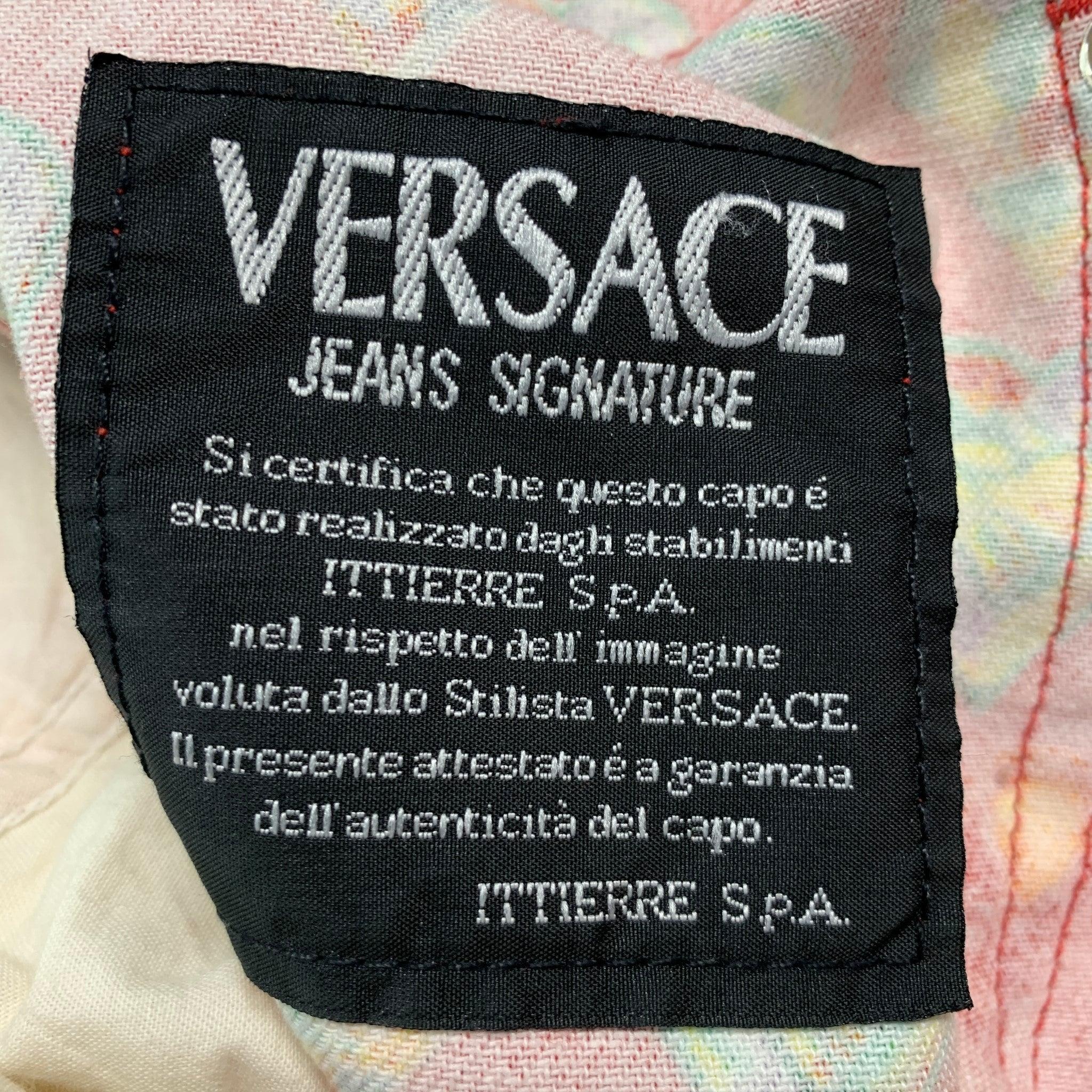 VERSACE JEANS COUTURE Size 32 Red Green Yellow Cotton Jean Cut Casual Pants For Sale 1