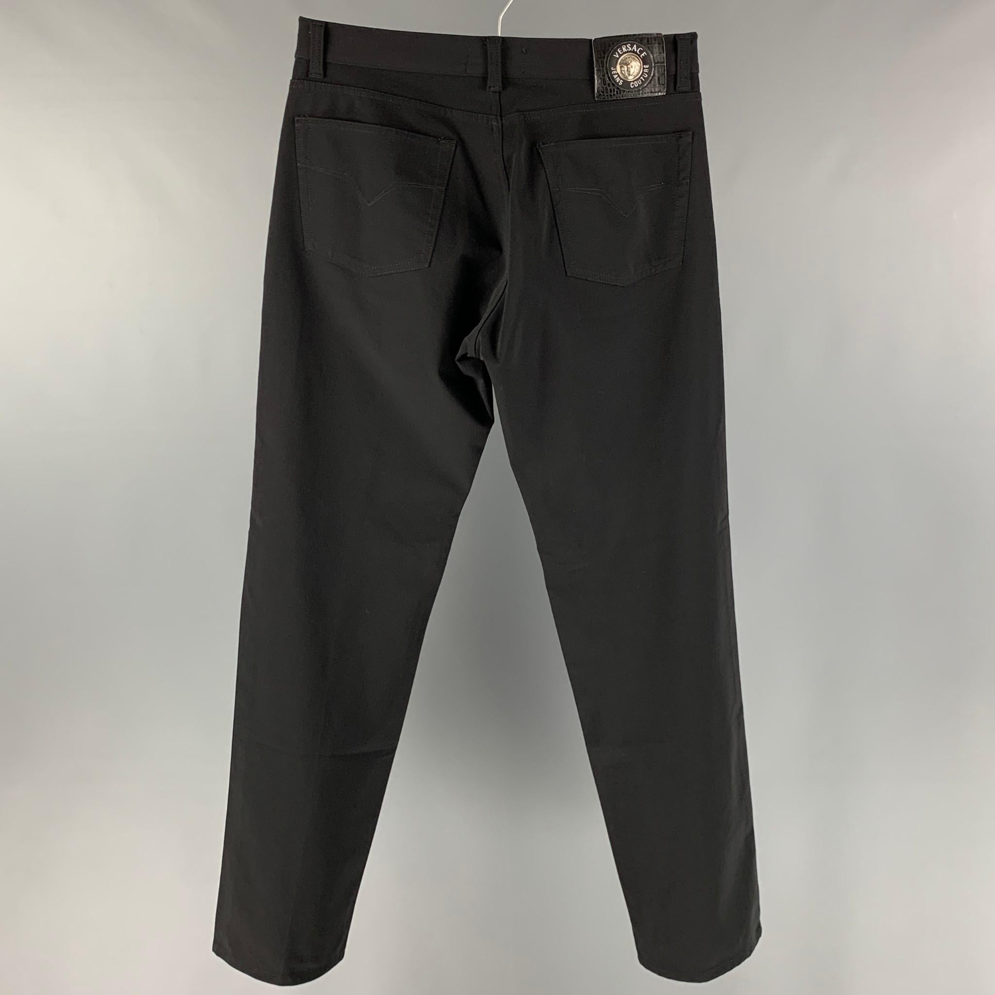 VERSACE JEANS COUTURE Size 34 Black Polyester Blend Jeans In Good Condition In San Francisco, CA