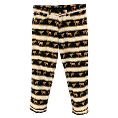 Antique VERSACE JEANS COUTURE Size 36 White Black Yellow Animal Print Casual Pants