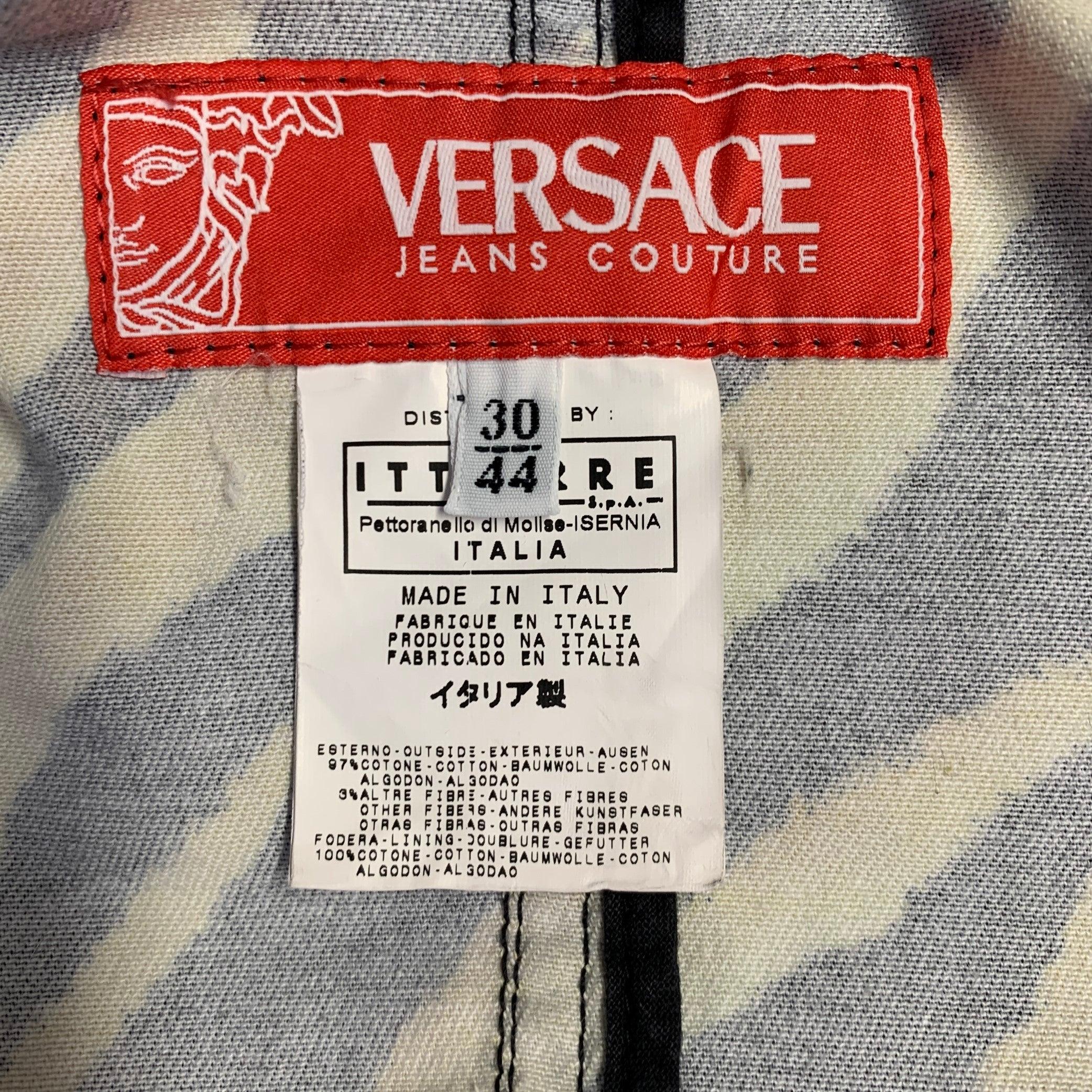 Donna Versace Jeans Couture Taglia 8 Giacca in misto cotone giallo nero con stampa animale in vendita