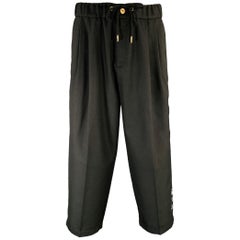 VERSACE JEANS COUTURE Größe L Schwarze plissierte Casual-Hose aus Polyestermischung
