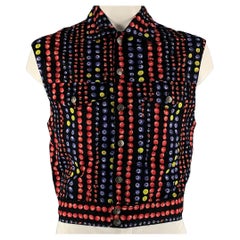VERSACE JEANS COUTURE Size L Black Red Dots Cotton Vest