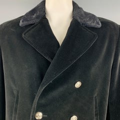 VERSACE JEANS COUTURE Size L Black Velvet Cotton Coat