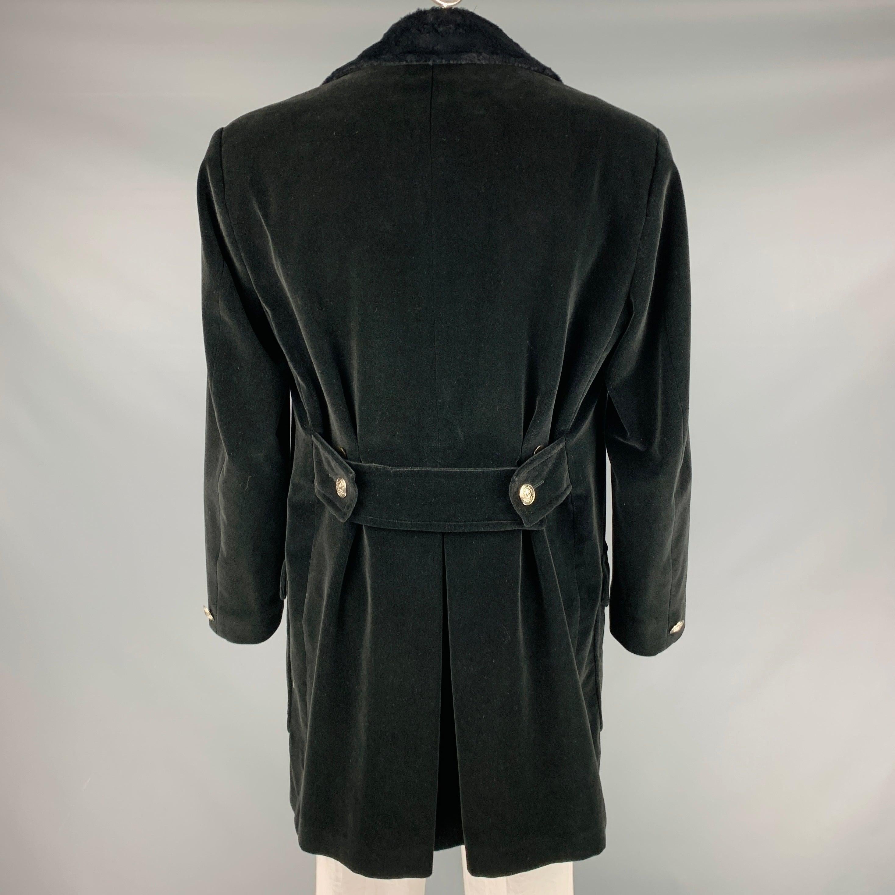 VERSACE JEANS COUTURE Size L Black Velvet Cotton Coat For Sale 1