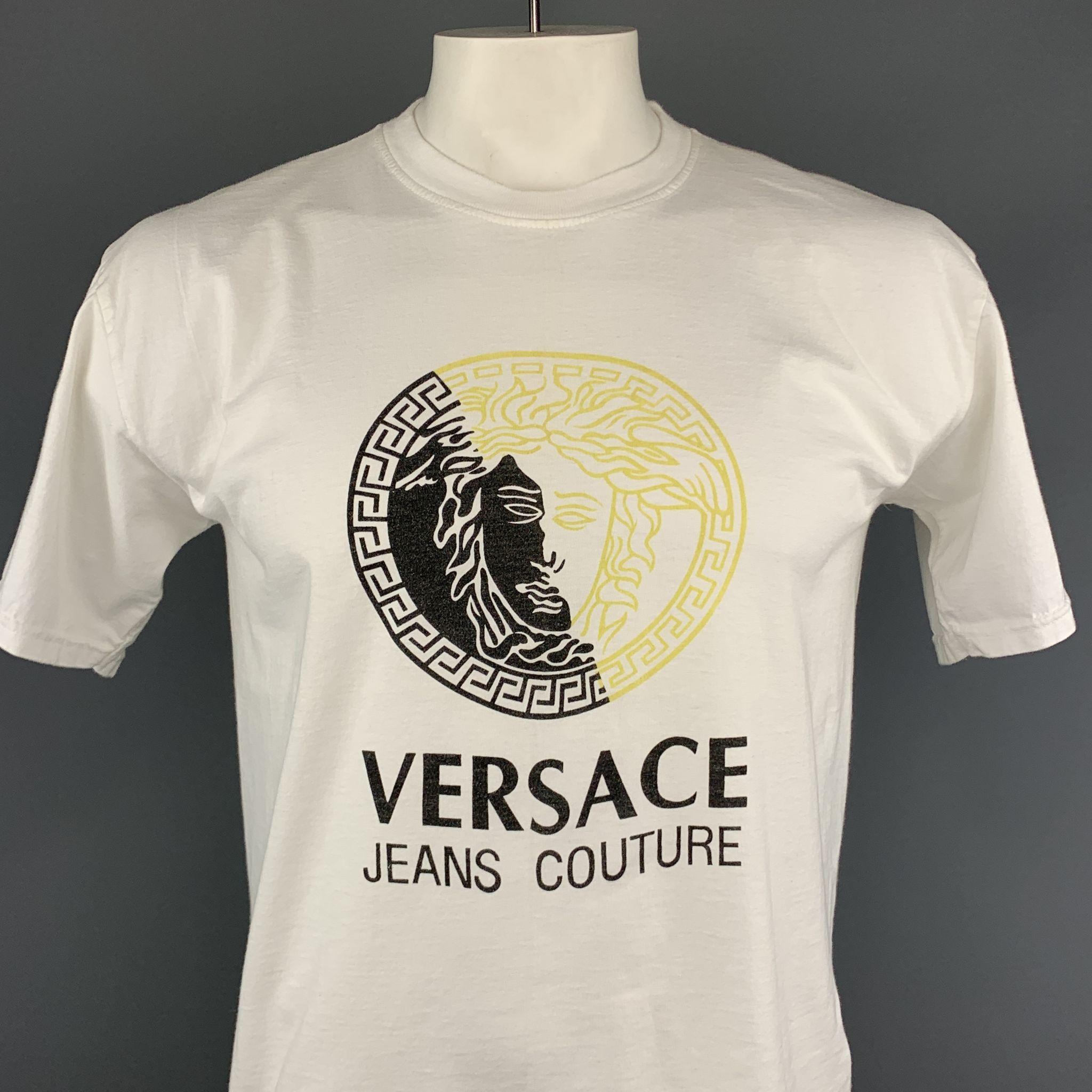 VERSACE JEANS COUTURE t-shirt comes in white cotton featuring it's original 