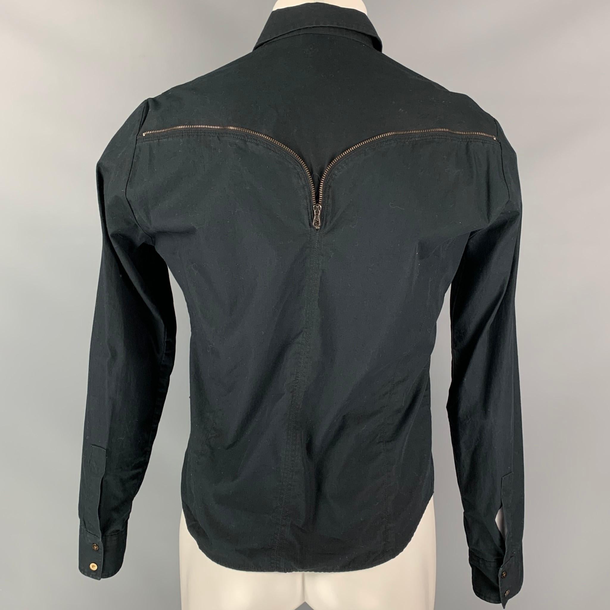 VERSACE JEANS COUTURE Size M Black Cotton Snaps Long Sleeve Shirt In Good Condition In San Francisco, CA