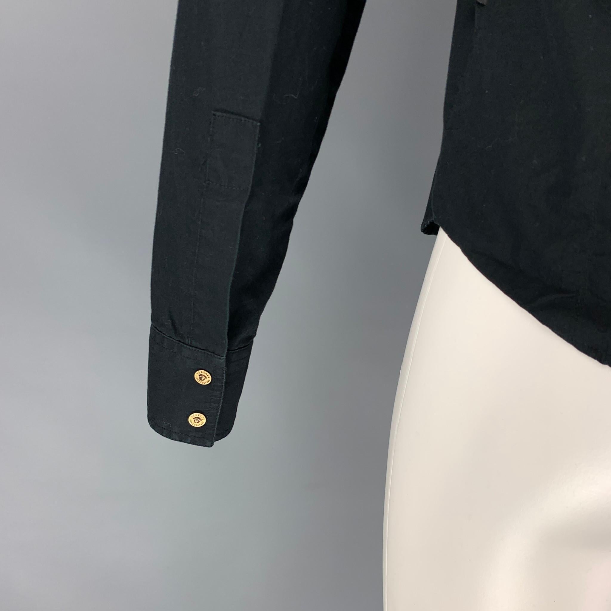 Men's VERSACE JEANS COUTURE Size M Black Cotton Snaps Long Sleeve Shirt