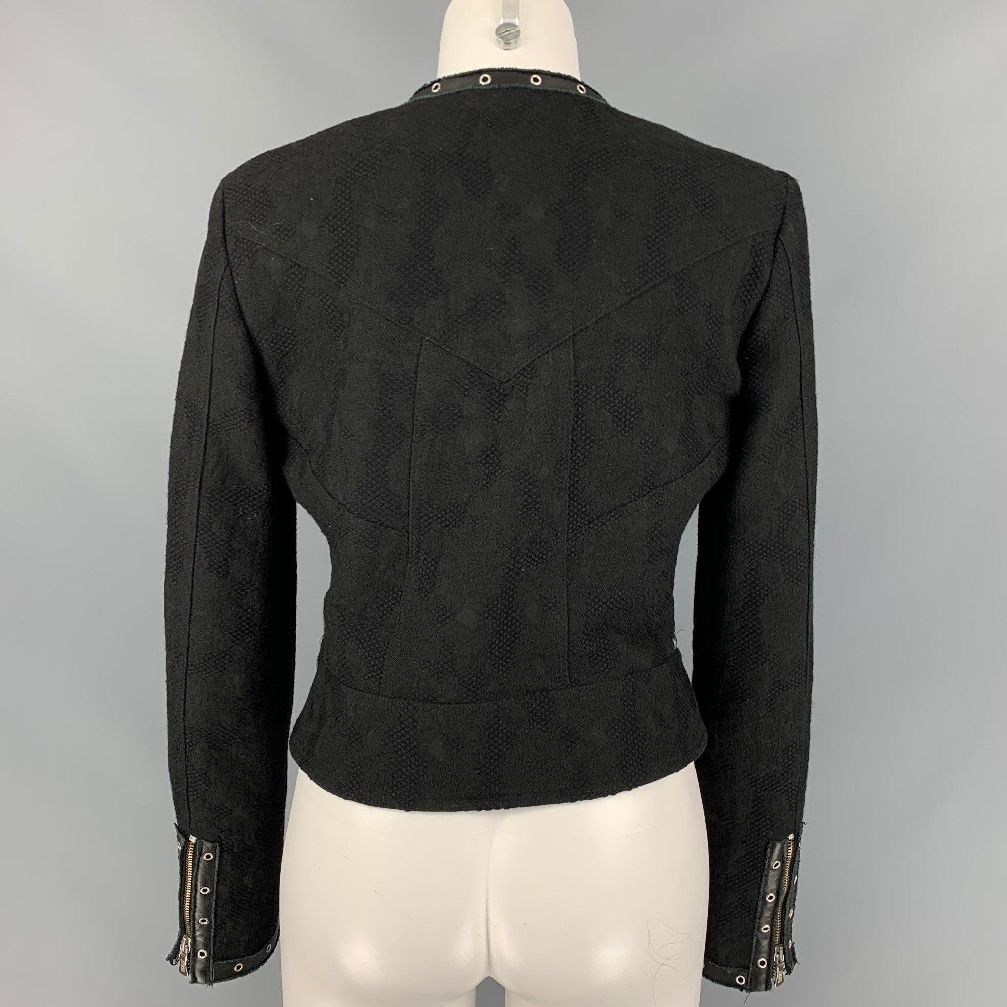 Women's VERSACE JEANS COUTURE Size M Black Jacquard Zip Up Jacket For Sale