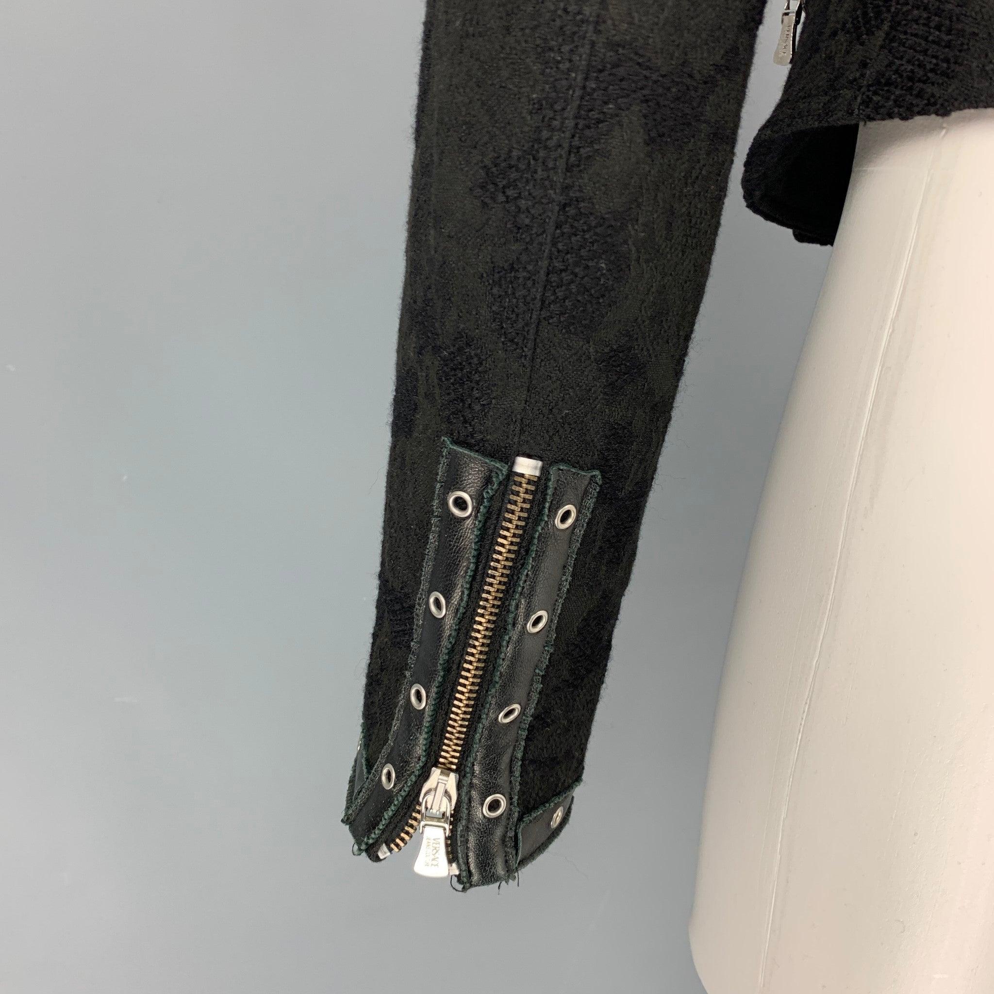 VERSACE JEANS COUTURE Size M Black Jacquard Zip Up Jacket For Sale 1