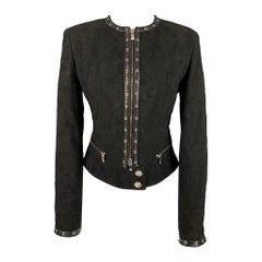 VERSACE JEANS COUTURE Taille M Veste zippée en jacquard noir
