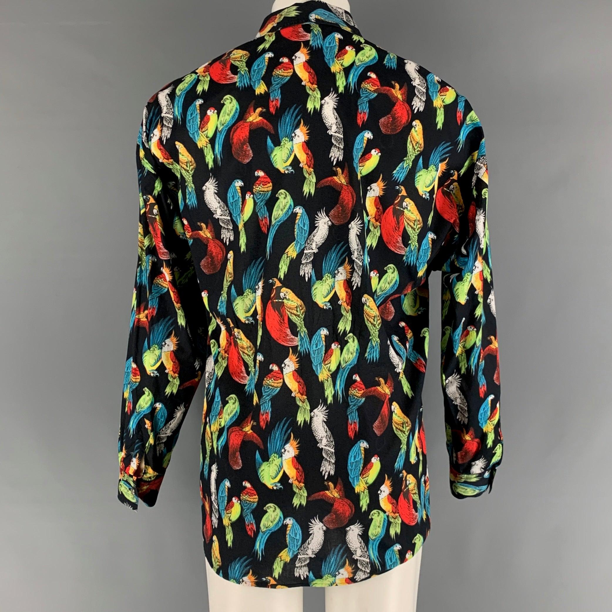 VERSACE JEANS COUTURE Size M Black Multi-Color Paradise Long Sleeve Shirt For Sale 1
