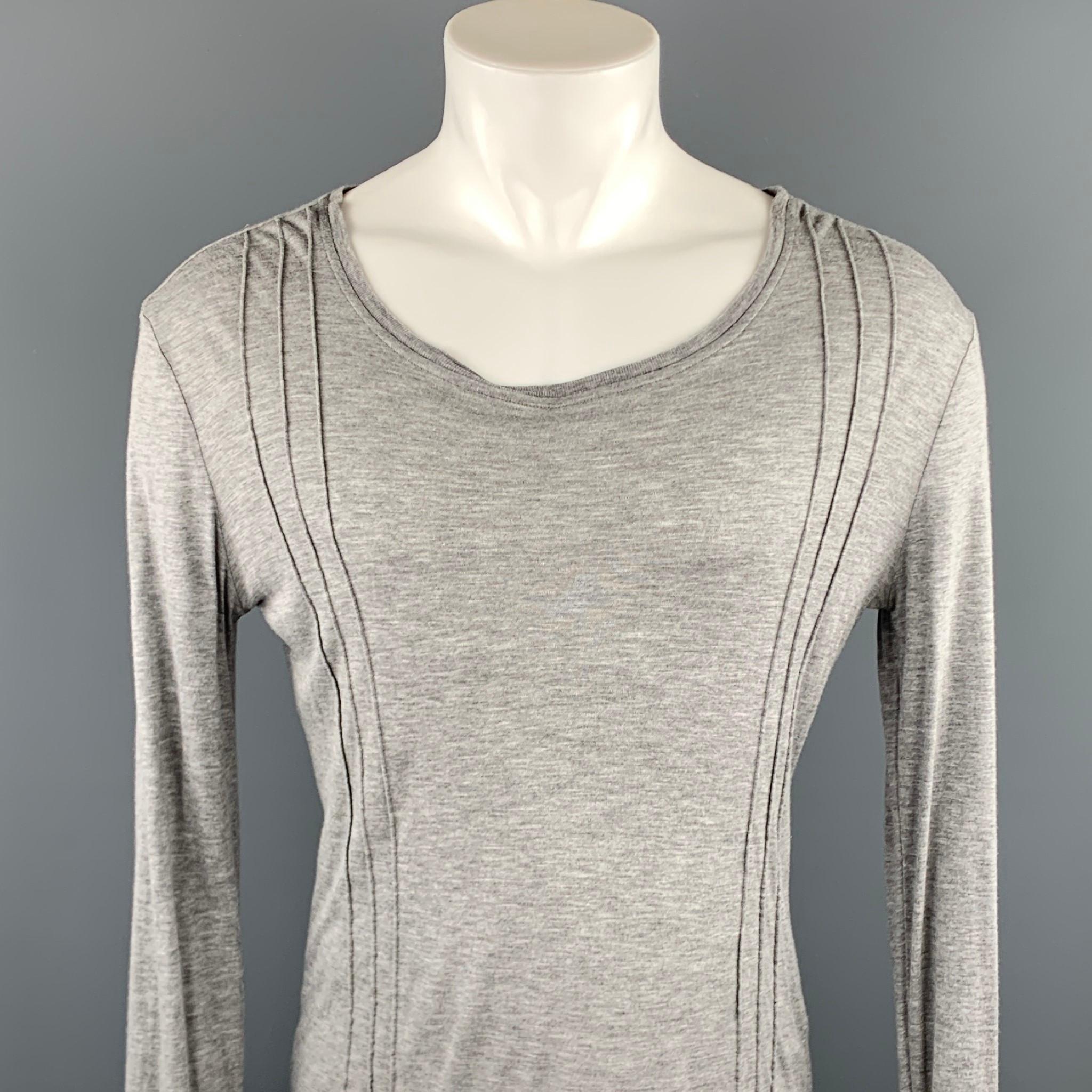 VERSACE JEANS COUTURE pullover comes in a gray modal featuring pleated details and a scoop neck. Made in Italy.

Excellent Pre-Owned Condition.
Marked: IT 48

Measurements:

Shoulder: 21.5 in. 
Chest: 42 in. 
Sleeve: 26.5 in.
Length: 24 in. 