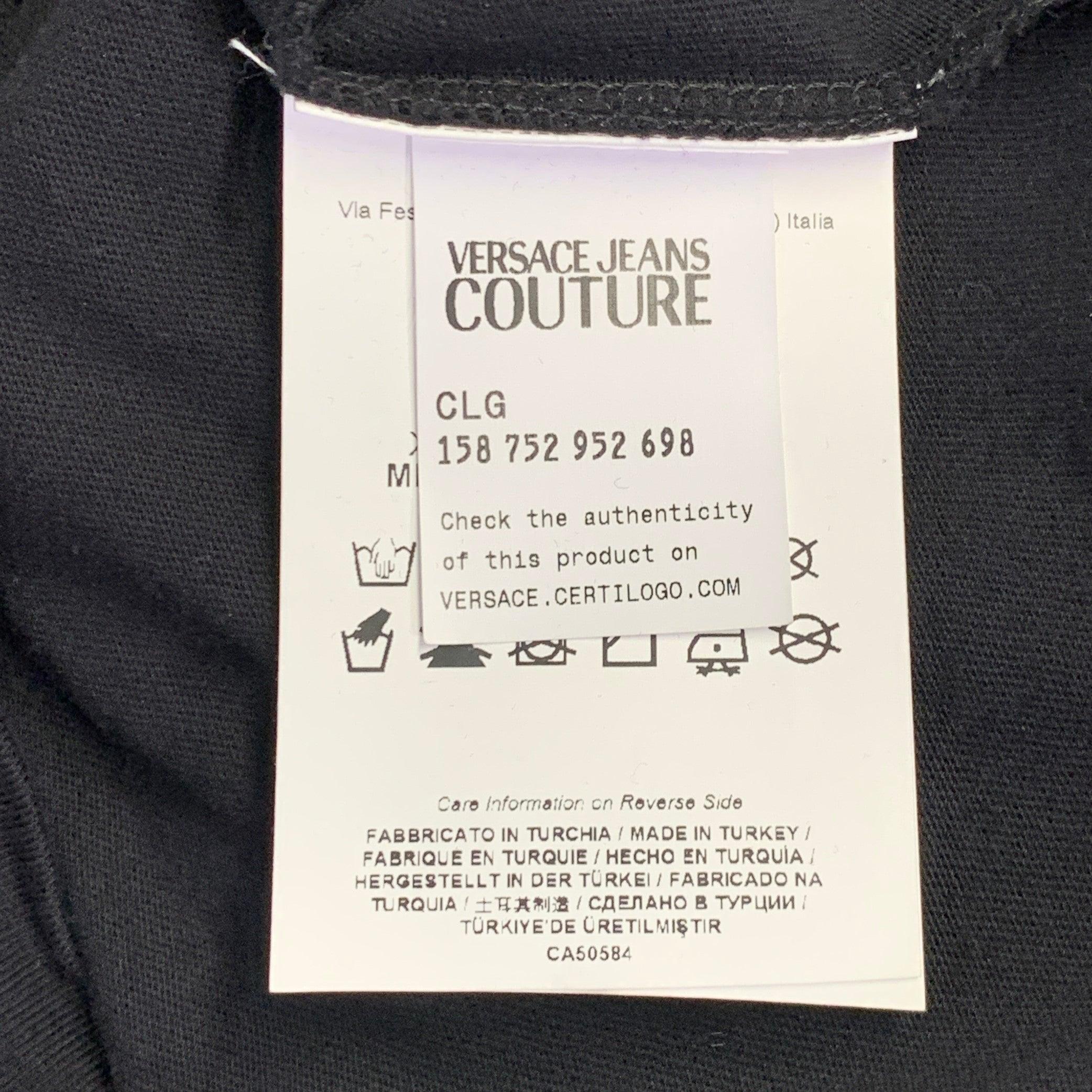 Versace Jeans Couture Taille XXL Pull en jersey de coton noir doré avec logo imprimé en vente 2