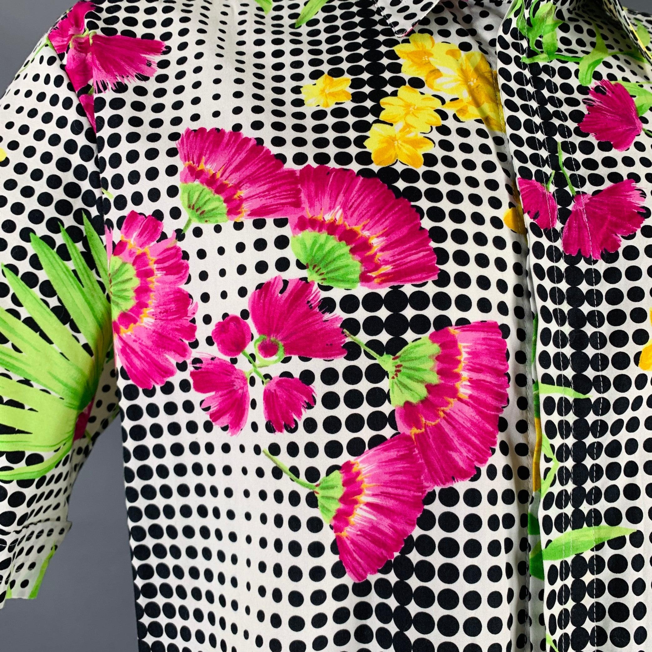 VERSACE JEANS COUTURE Size XXL White Multi Color Print Cotton Short Sleeve Shirt In Good Condition In San Francisco, CA