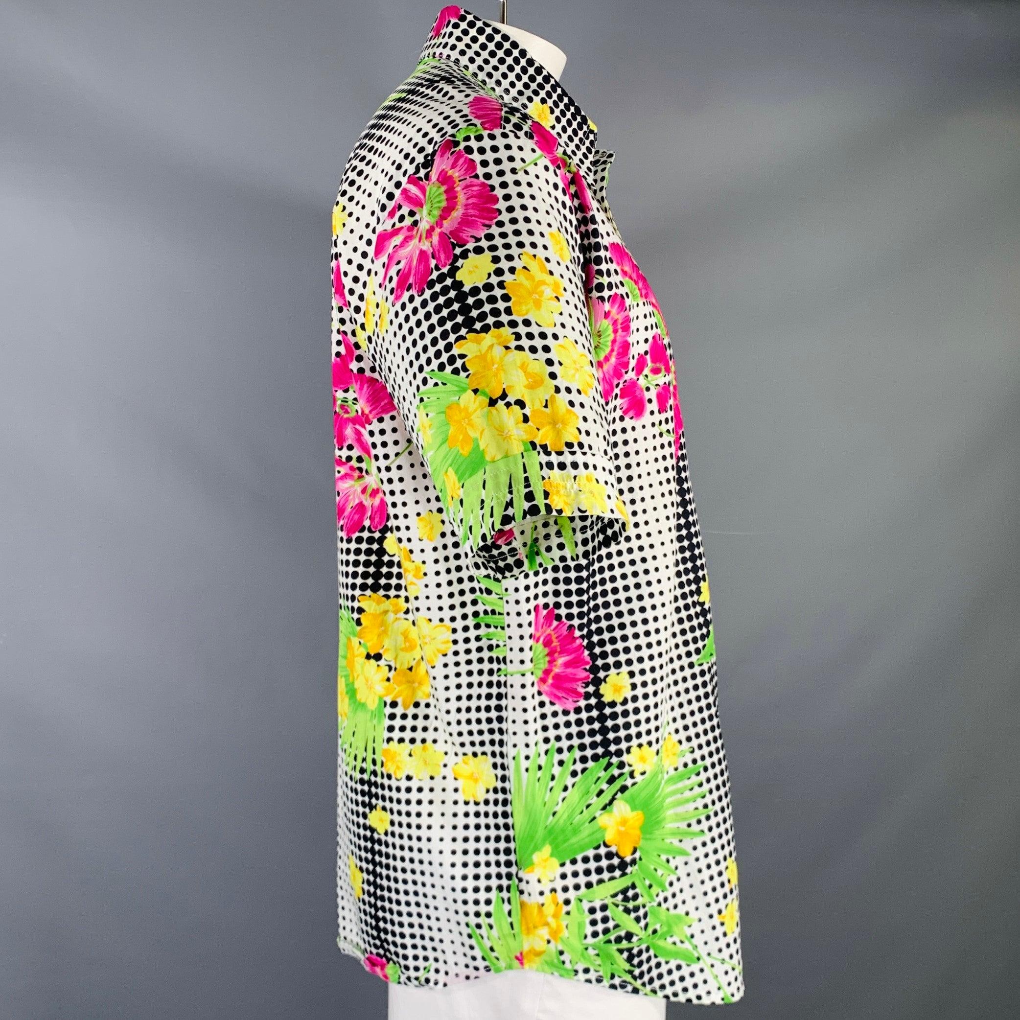 VERSACE JEANS COUTURE Size XXL White Multi Color Print Cotton Short Sleeve Shirt 1