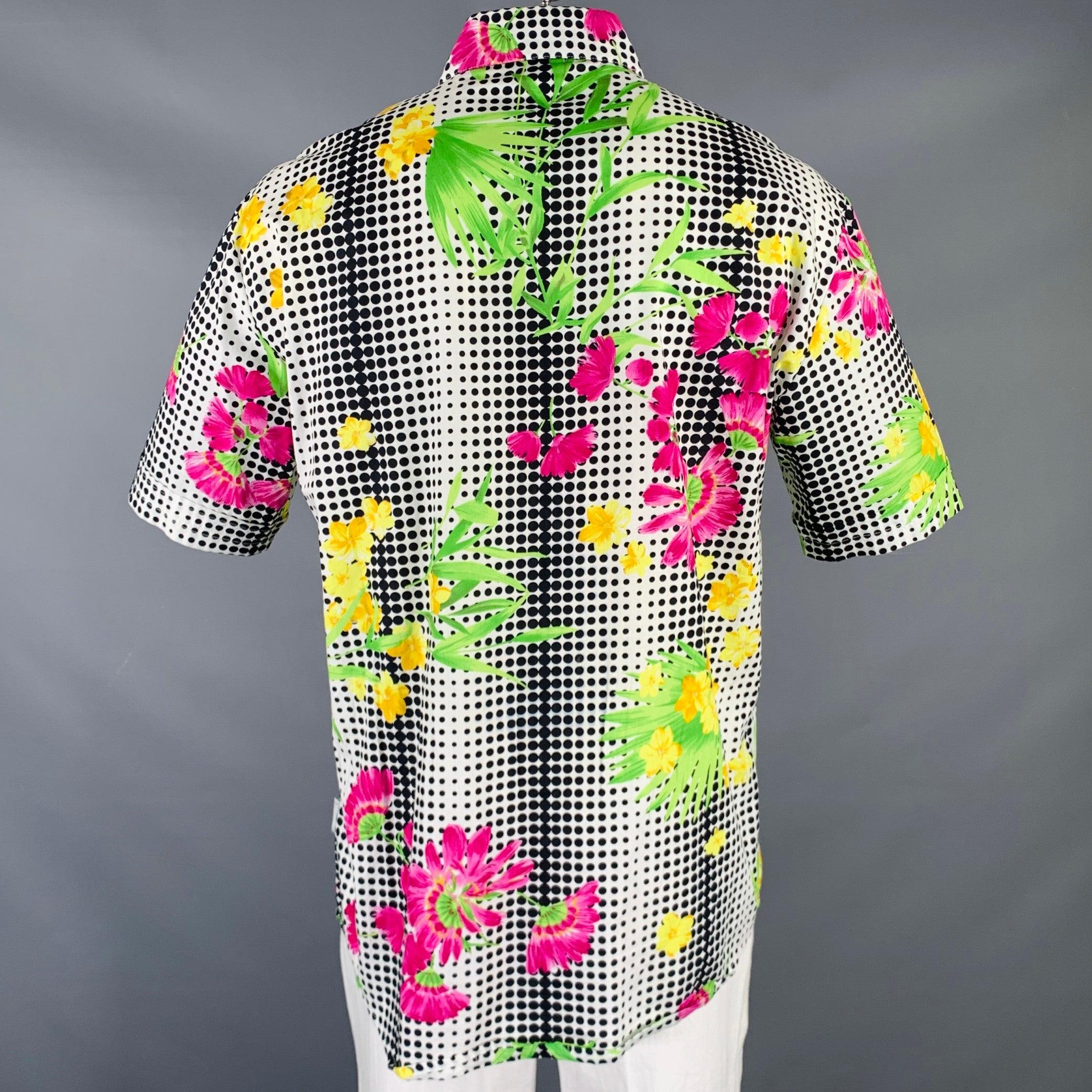 VERSACE JEANS COUTURE Size XXL White Multi Color Print Cotton Short Sleeve Shirt 2