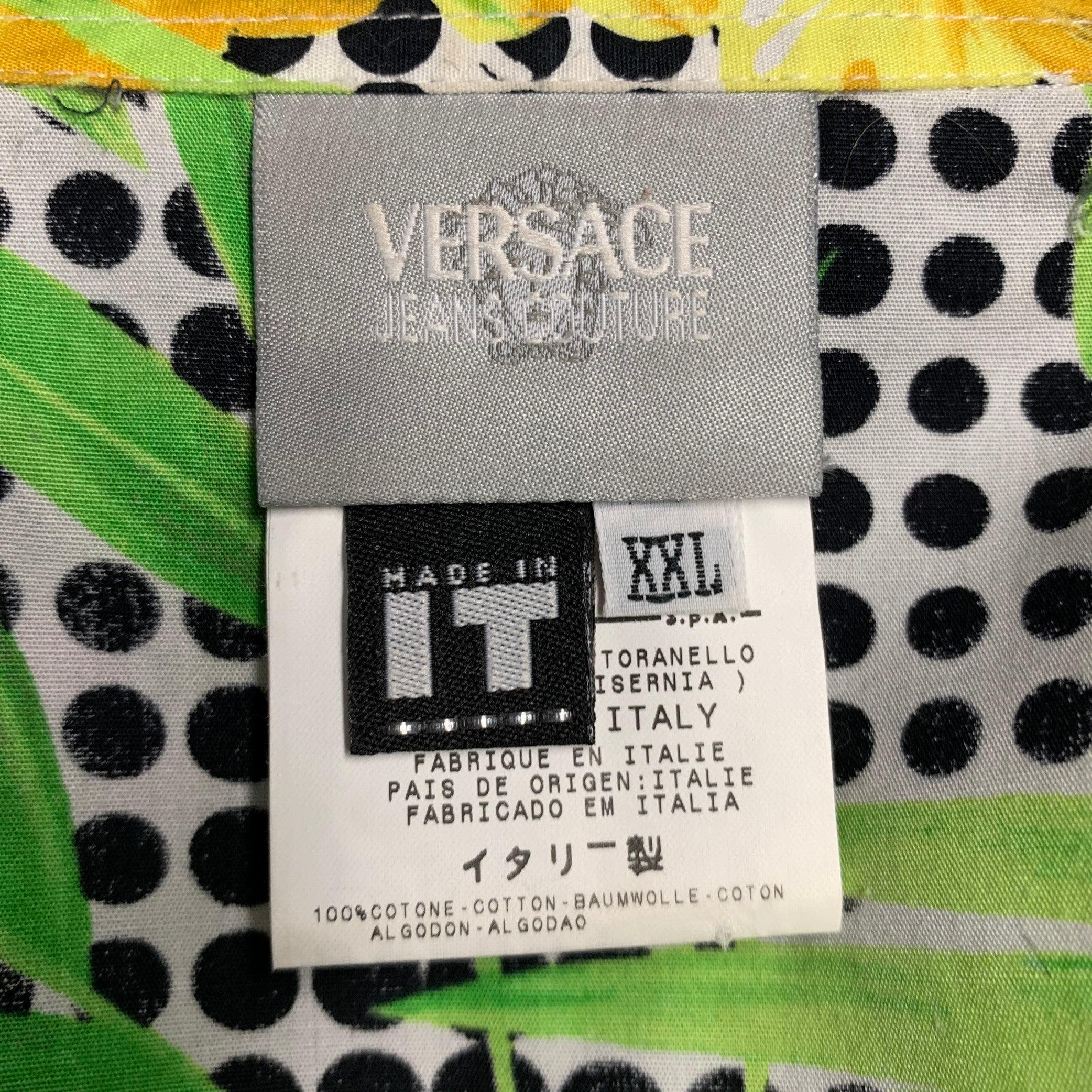 VERSACE JEANS COUTURE Size XXL White Multi Color Print Cotton Short Sleeve Shirt 3