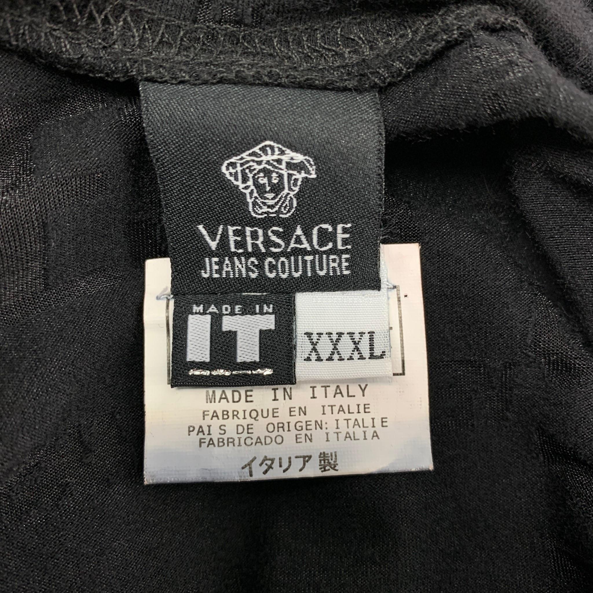 VERSACE JEANS COUTURE Size XXXL Black See Through Logo Viscose Blend Pullover In Good Condition In San Francisco, CA