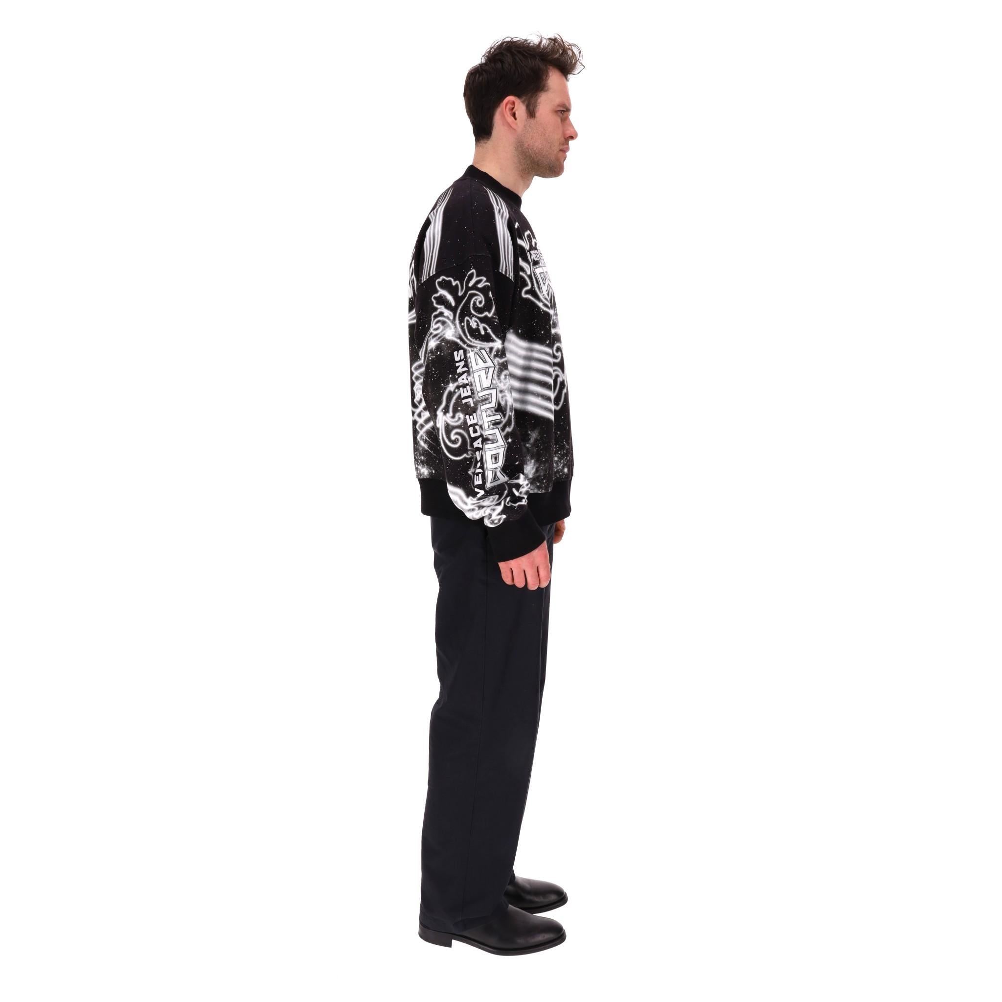 Black Versace Jeans Couture Space Couture Galaxy Cotton Sweatshirt For Sale