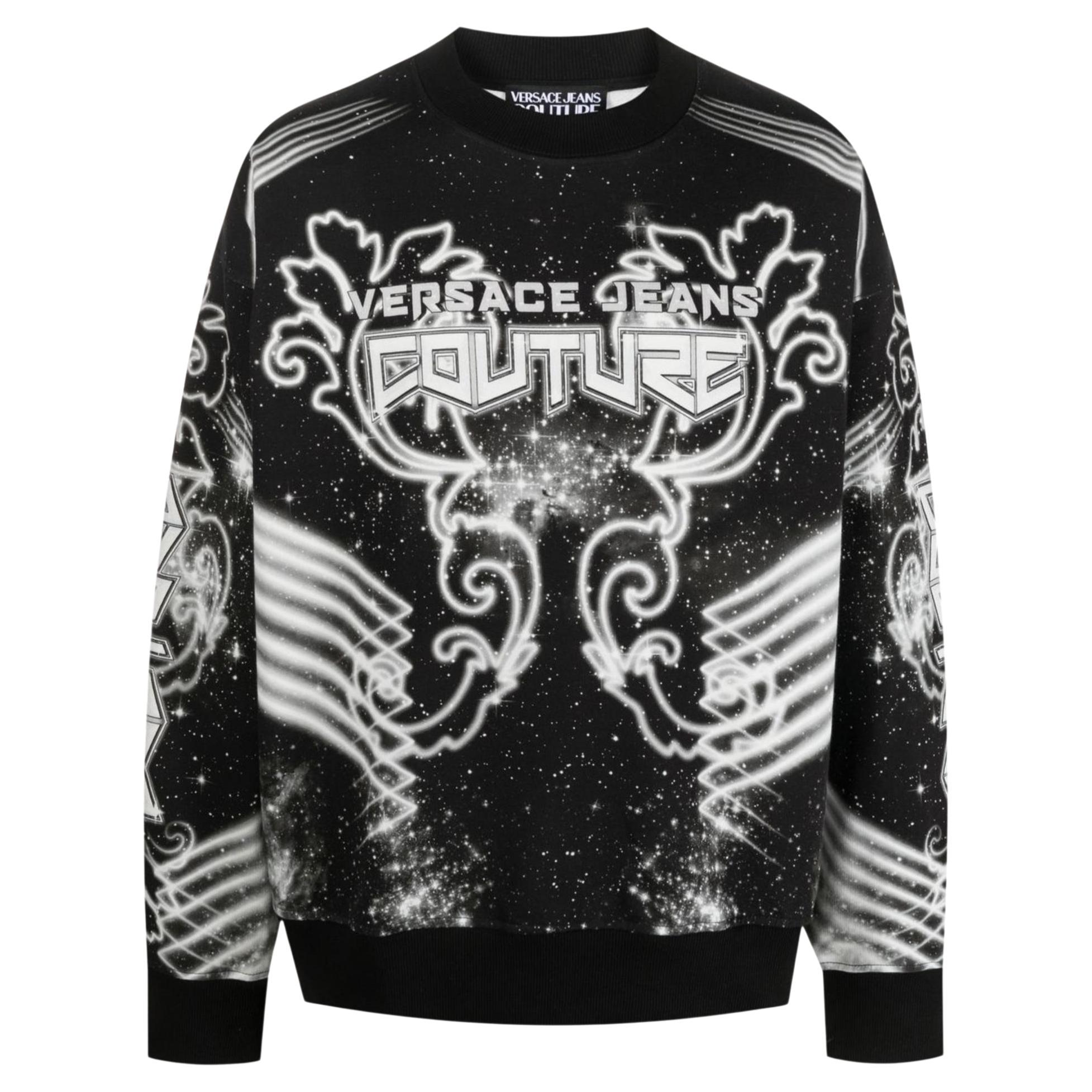 Versace Jeans Couture Space Couture Galaxy Cotton Sweatshirt For Sale
