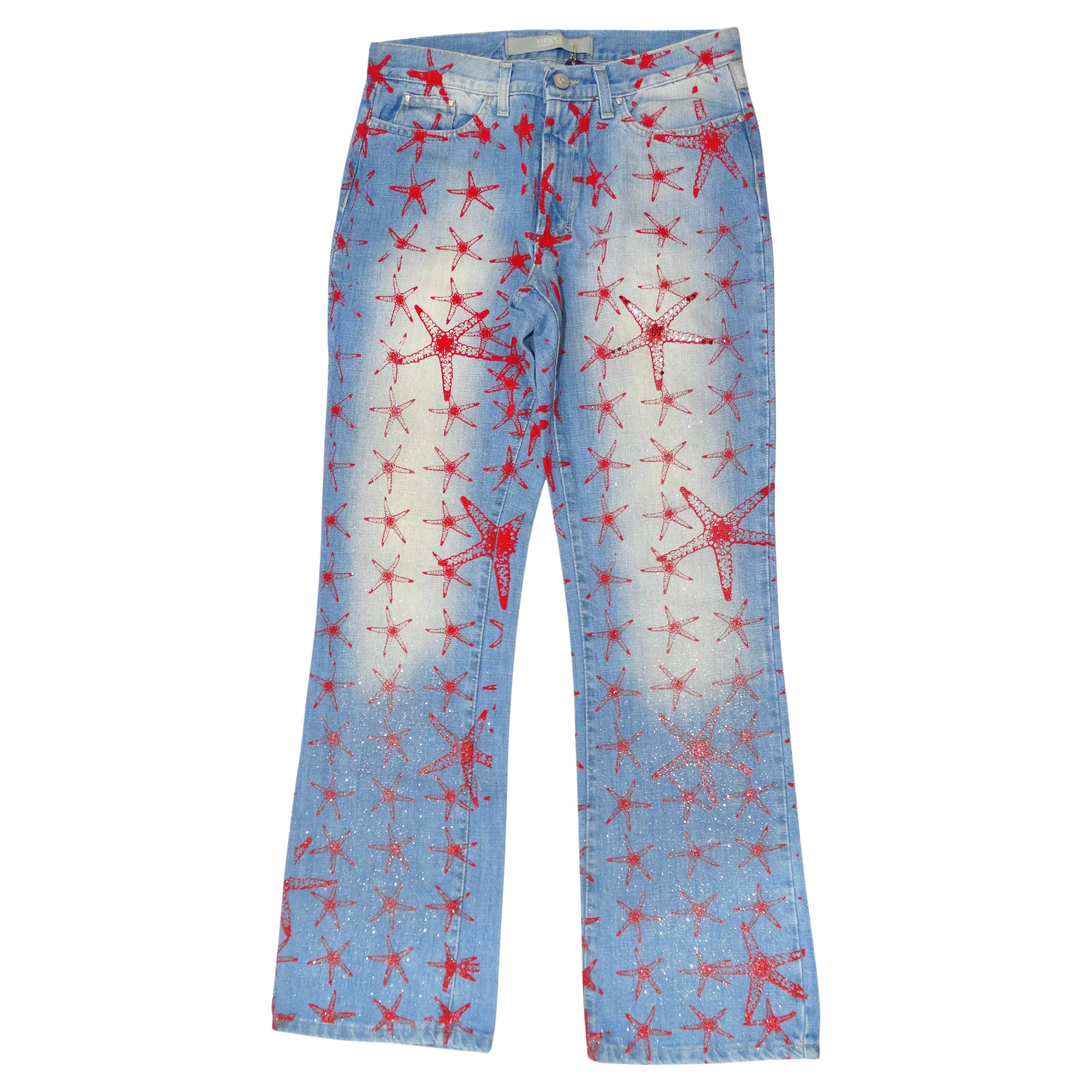 Versace Jeans Couture Sparkle Starfish Printed Jeans For Sale