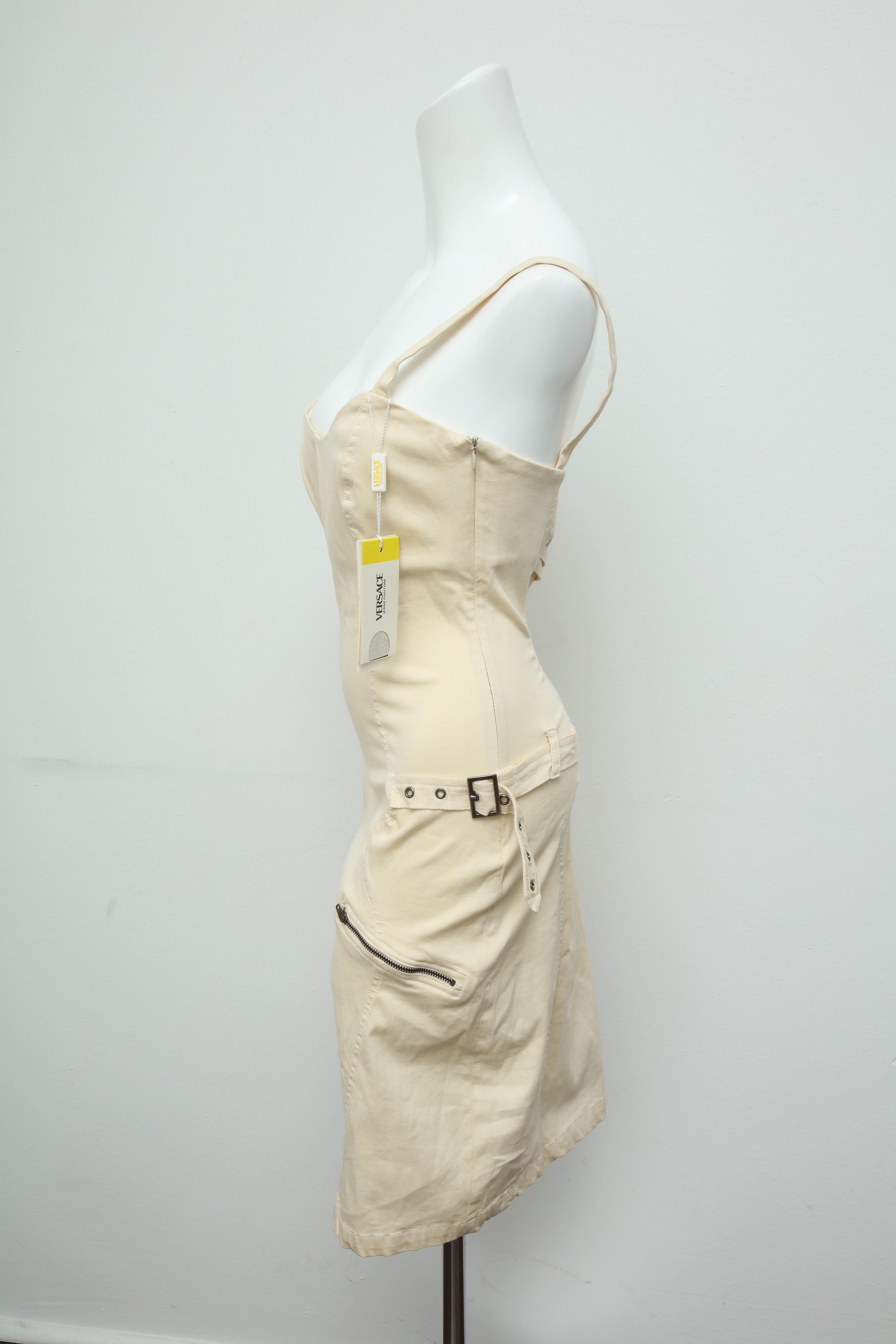 White Versace Jeans Couture Strap Dress Never Worn  For Sale