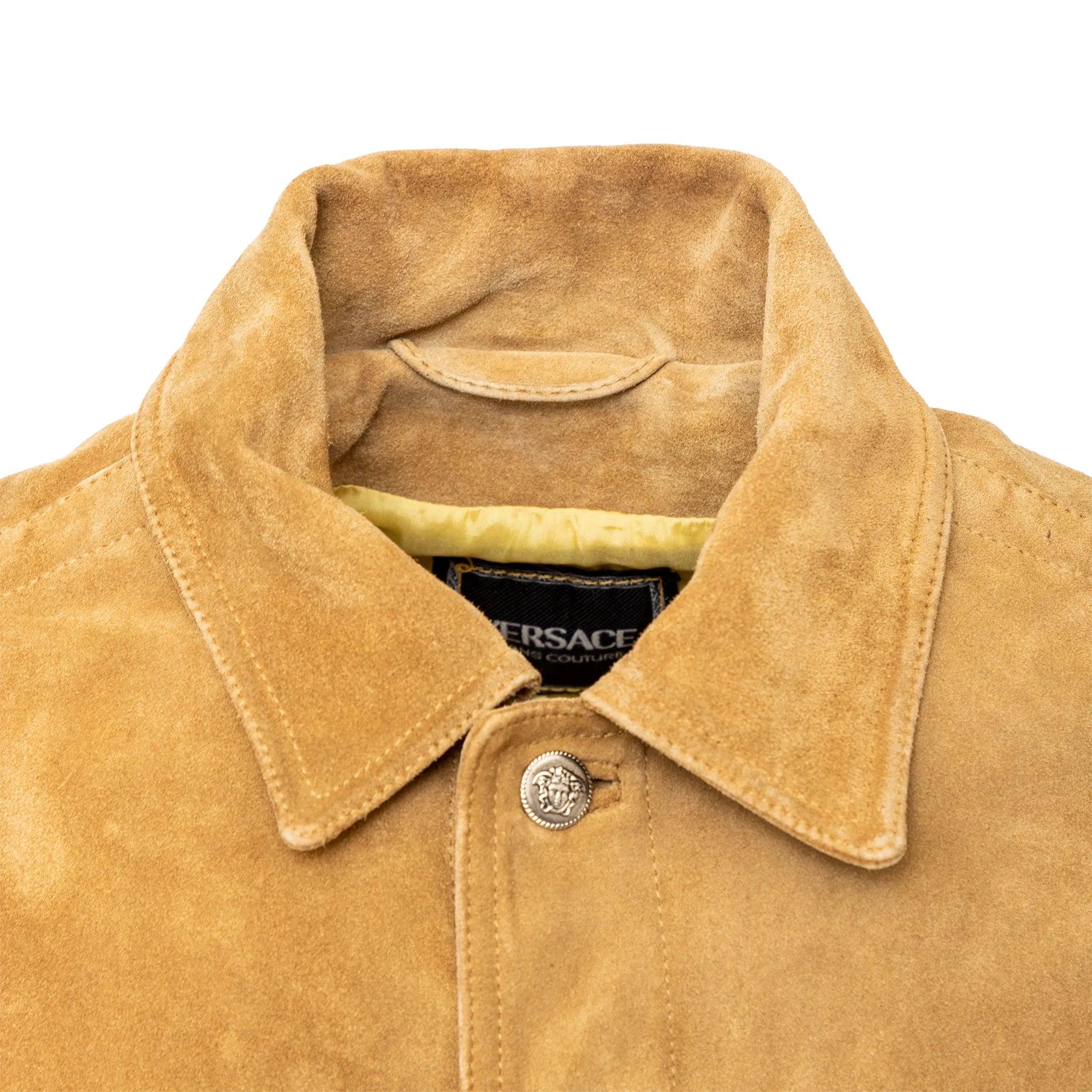 Arancia Giacca in pelle scamosciata Versace Jeans Couture - Anni '90 in vendita