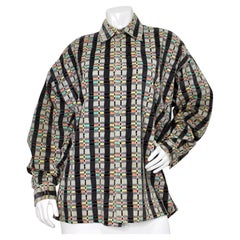 Camicia abbottonata in velluto a quadri multicolori di Versace Jeans Couture, anni '90 circa