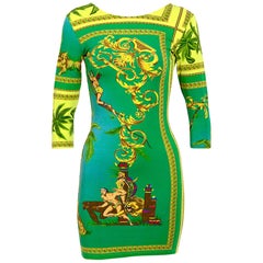 Versace Jeans Couture vintage 1990s stretch Tarzan & Jane jungle print dress 