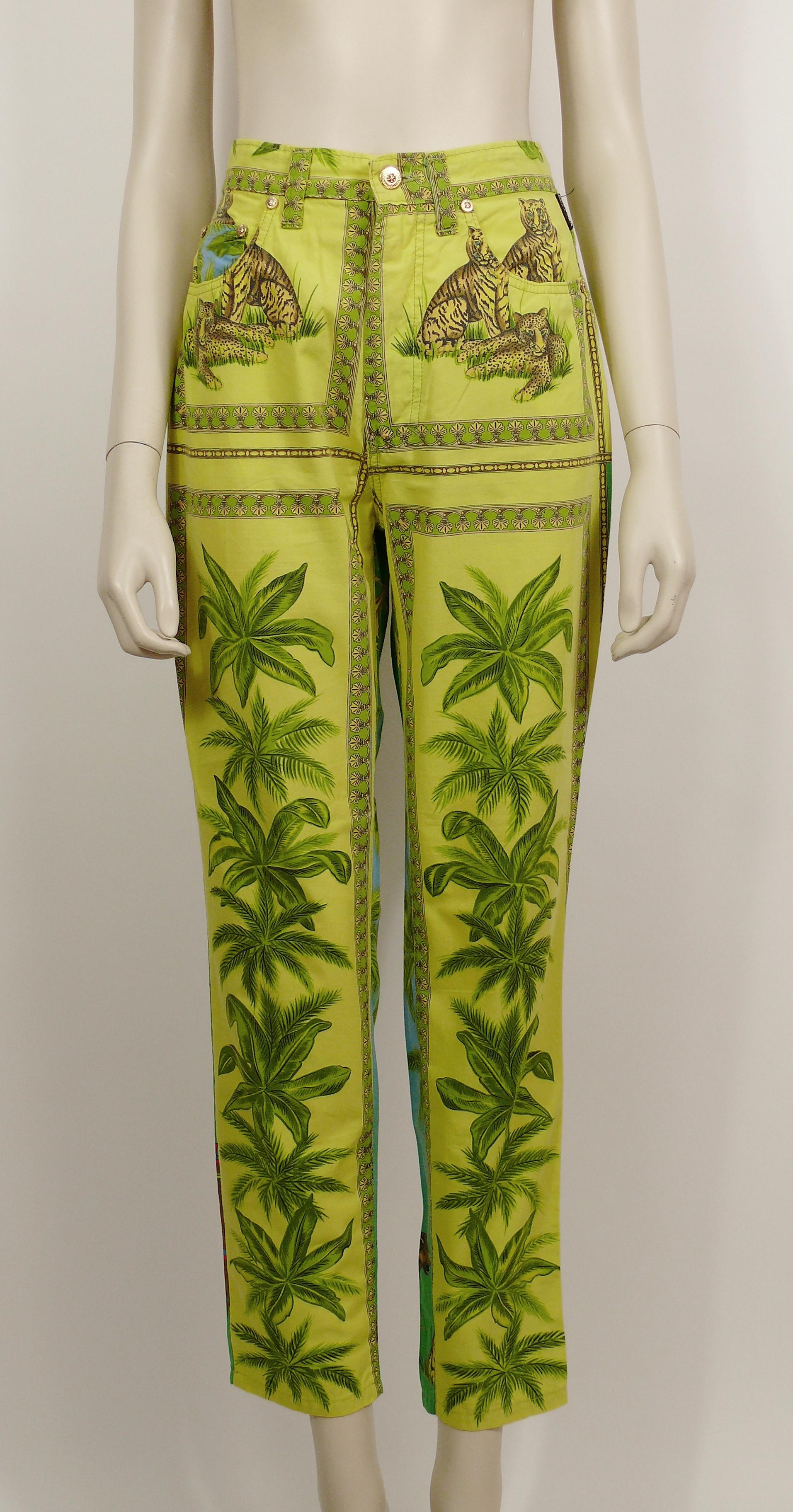 Brown Versace Jeans Couture Vintage 1990s Tarzan Jungle Print Pants